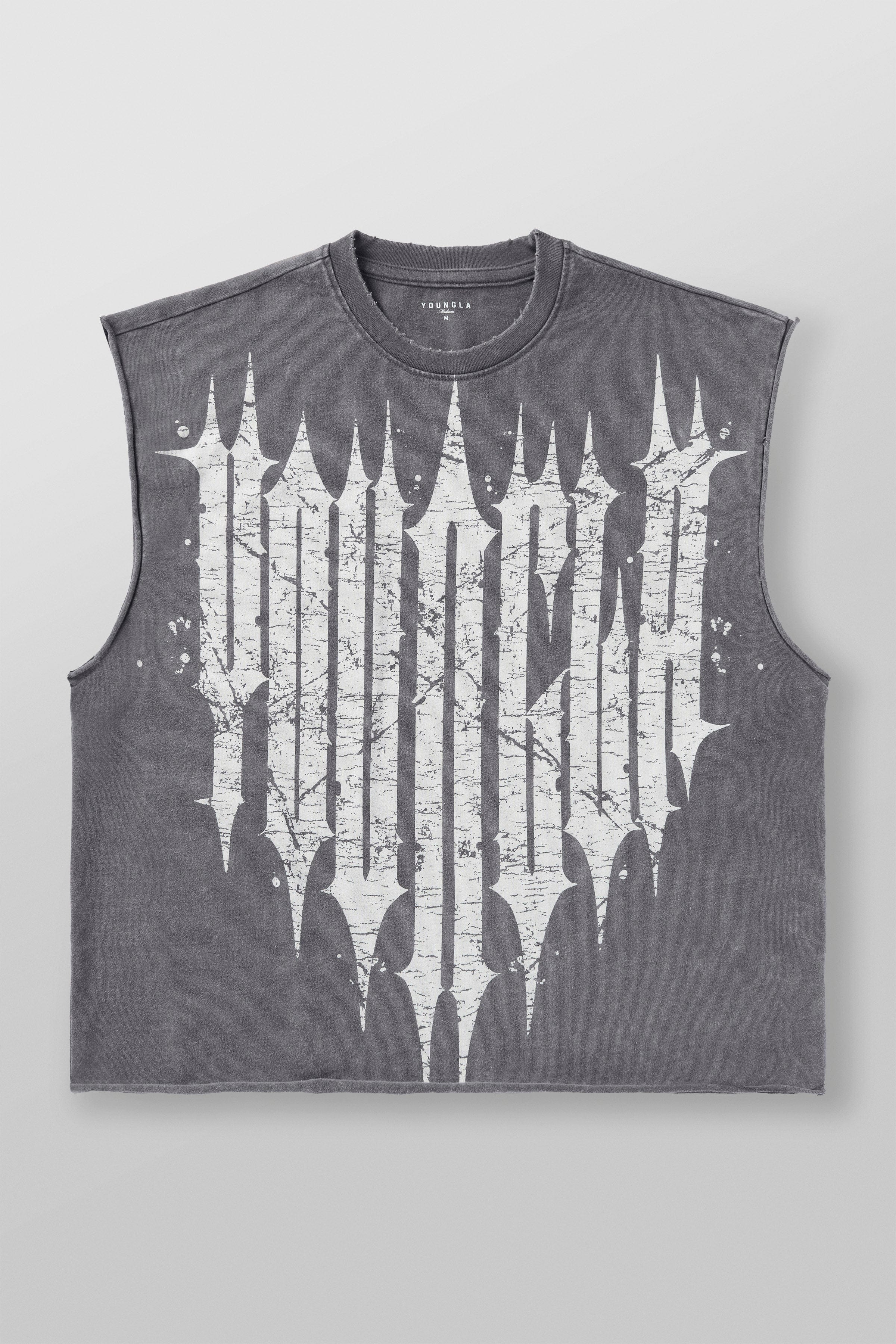 Close-up shot of the fabric and cut-off edges of the tank top.