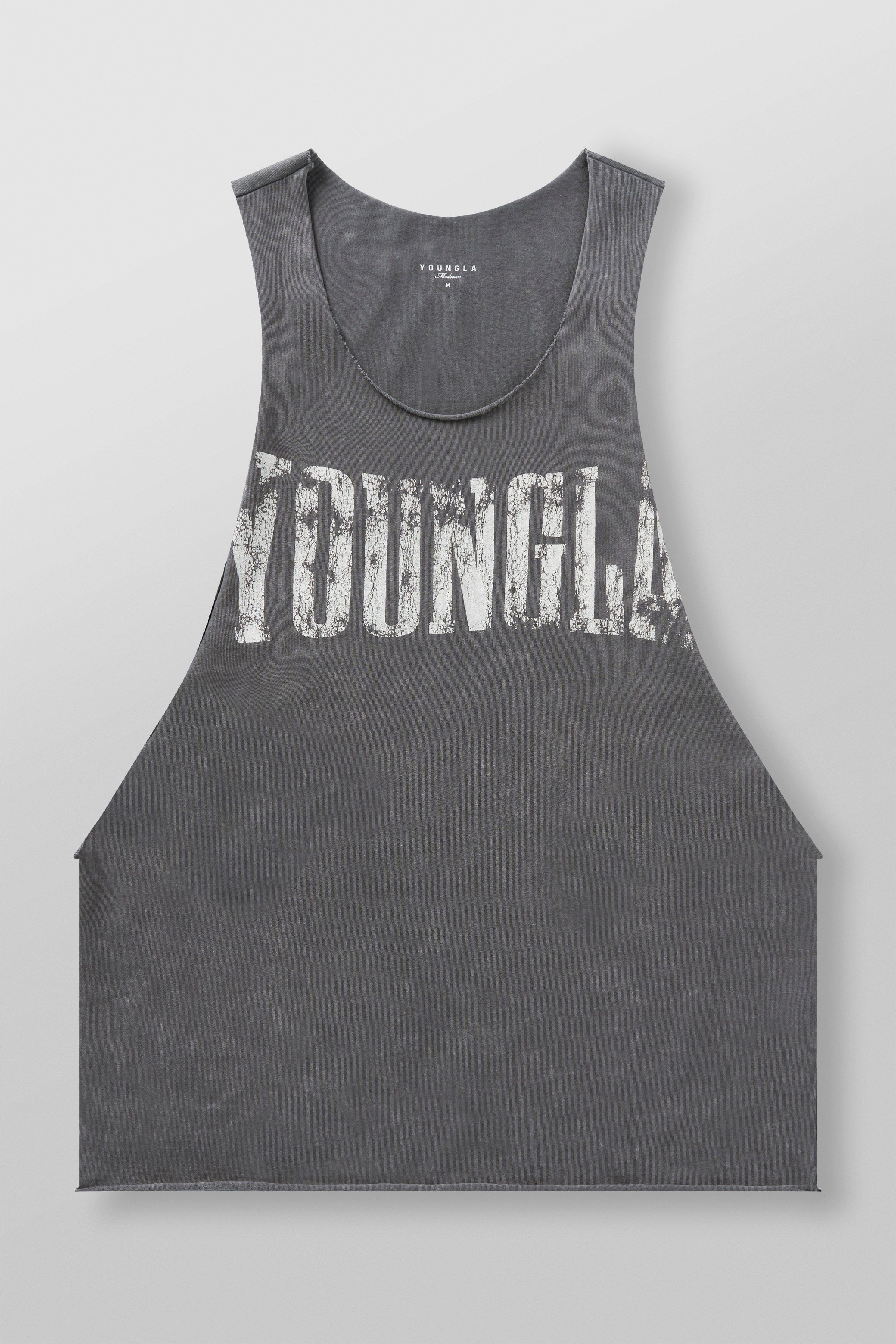 Side view of gym tank tops for men during delt exercises