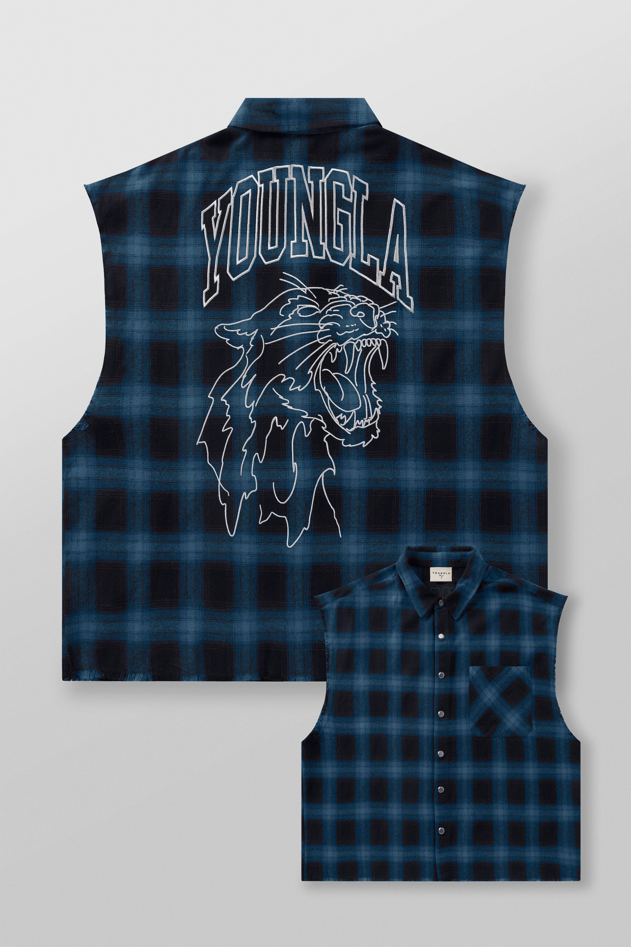 Lifestyle shot of the flannel shirt jacket worn outdoors
