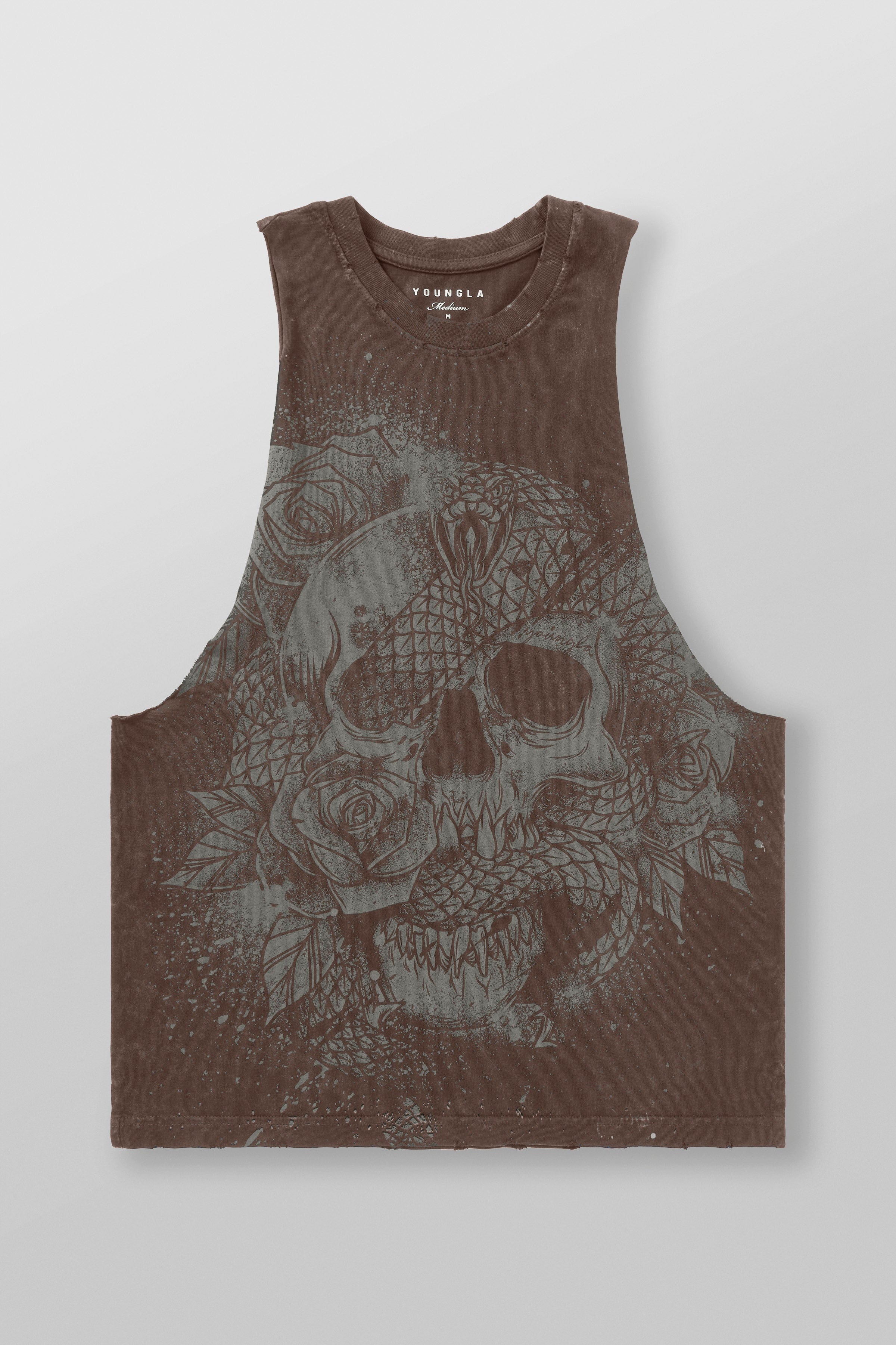 Back view of tank tops for men styled for weight training