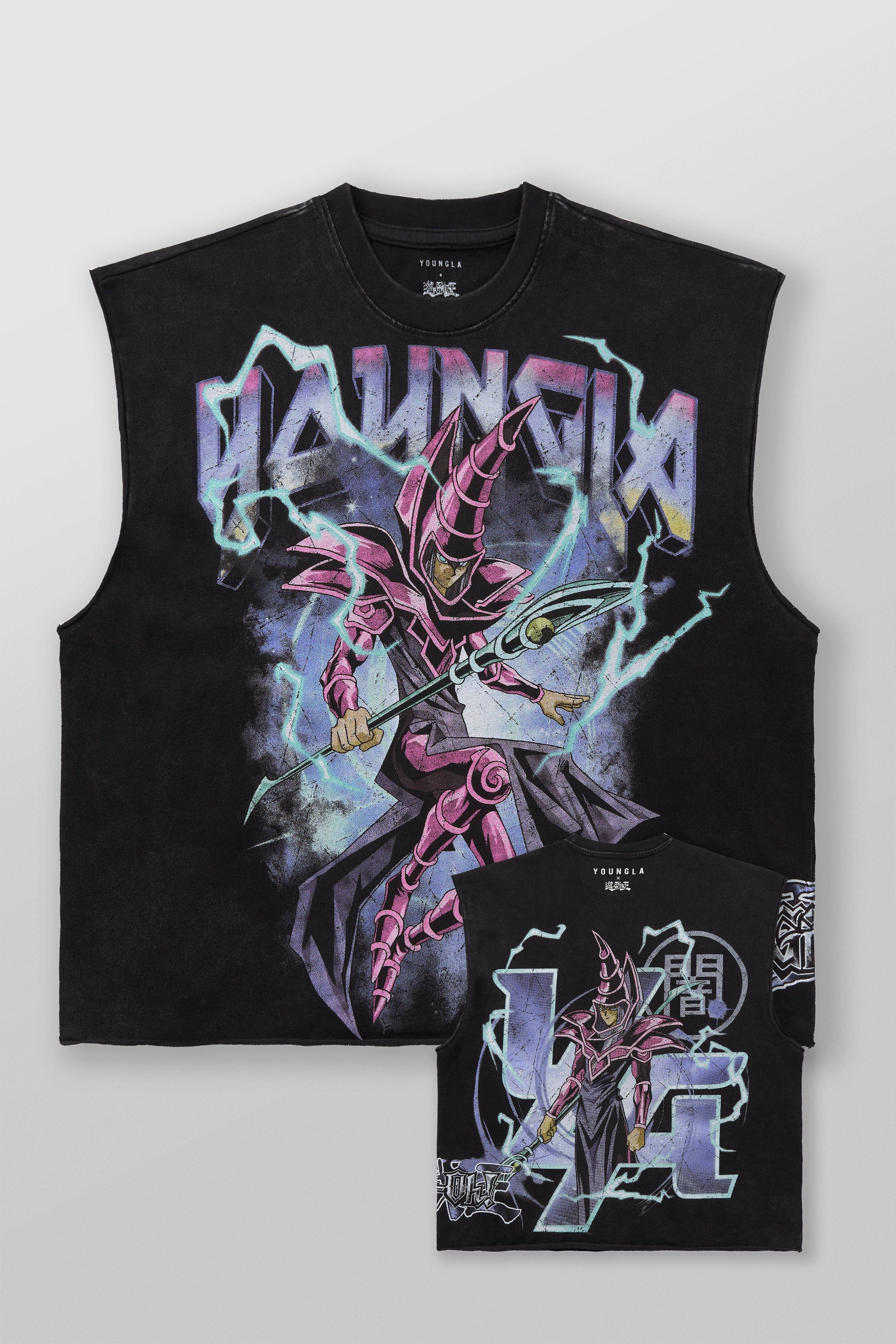 Back view of Yu-Gi-Oh! cut sleeves off shirt design