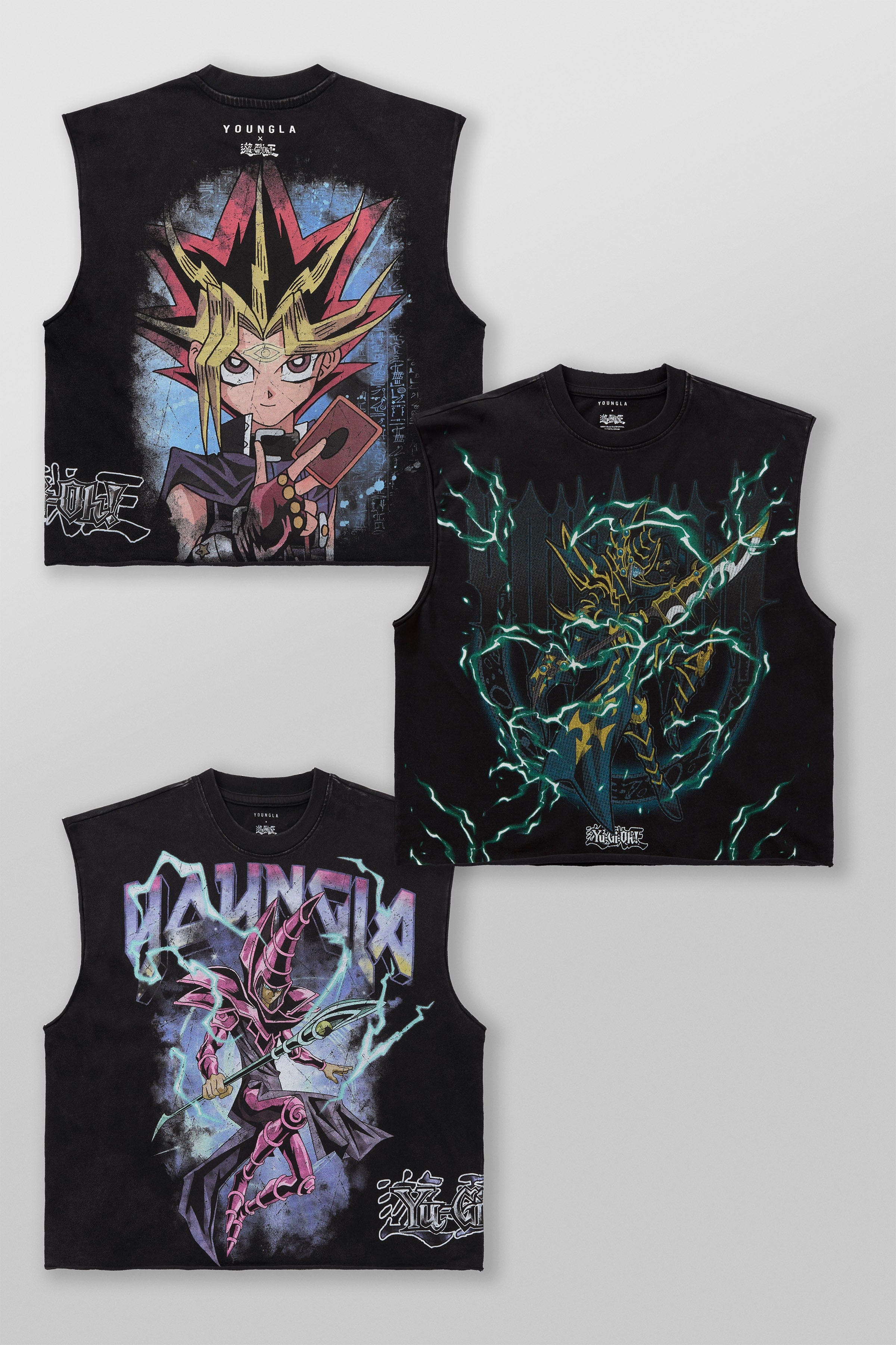 Streetwear model wearing anime tank top with relaxed fit