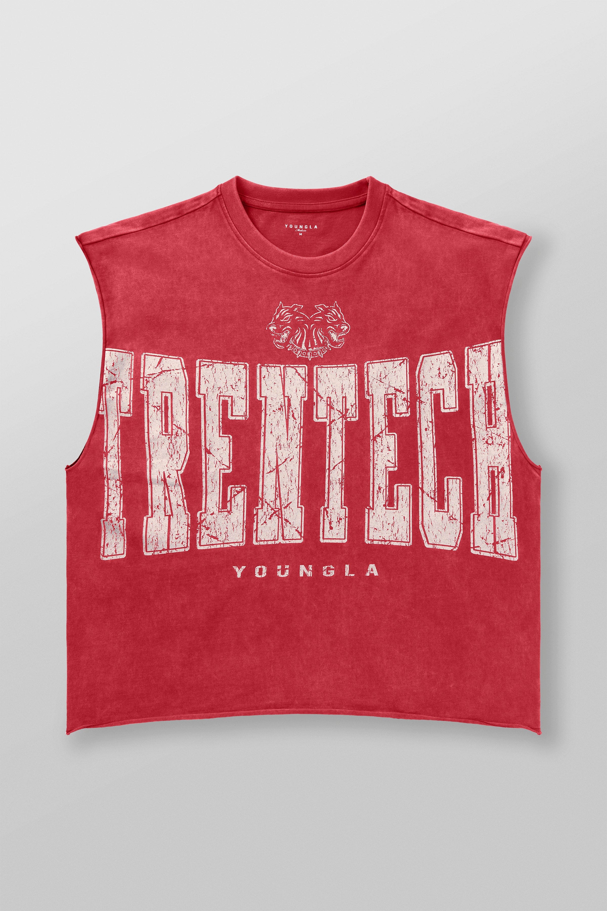 Side view of the cut-off tank top, highlighting the vintage color effect.
