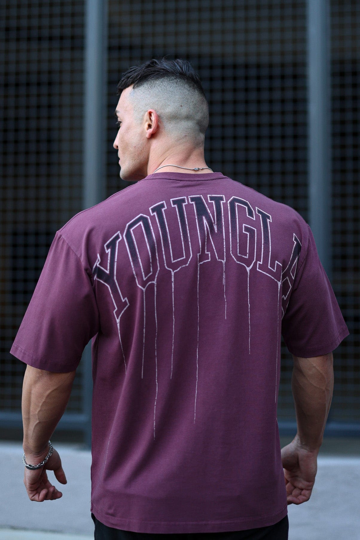 Street-style shot of heavy cotton t shirts paired with jeans in downtown LA