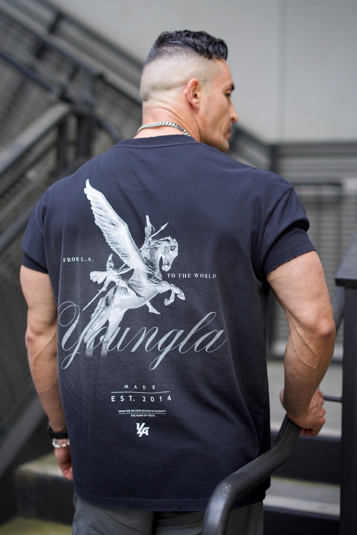 Front view of Spartan Comfort Colors graphic tee in casual wear.