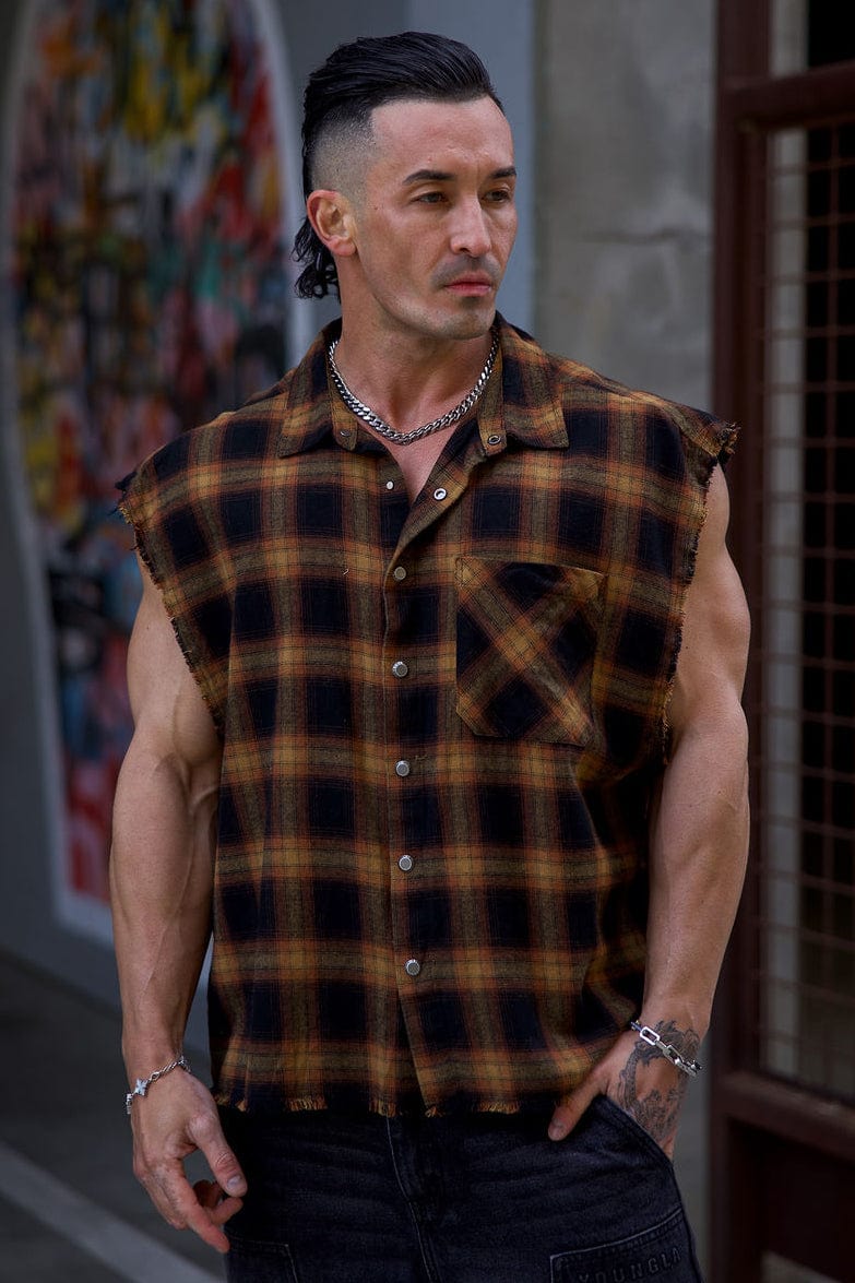 Lifestyle shot of the flannel shirt jacket worn outdoors