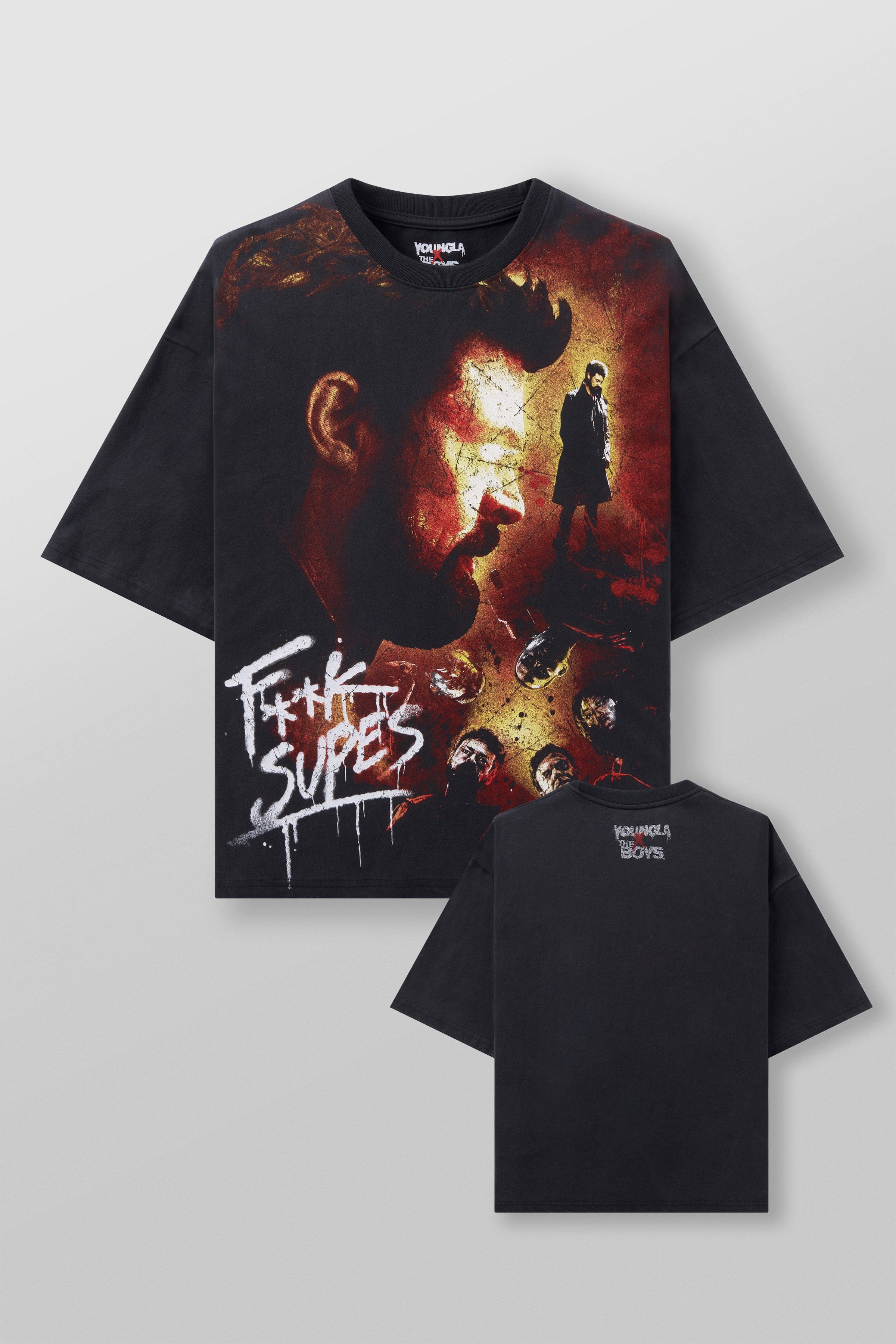Front view of The Boys graphic tee showcasing character design.