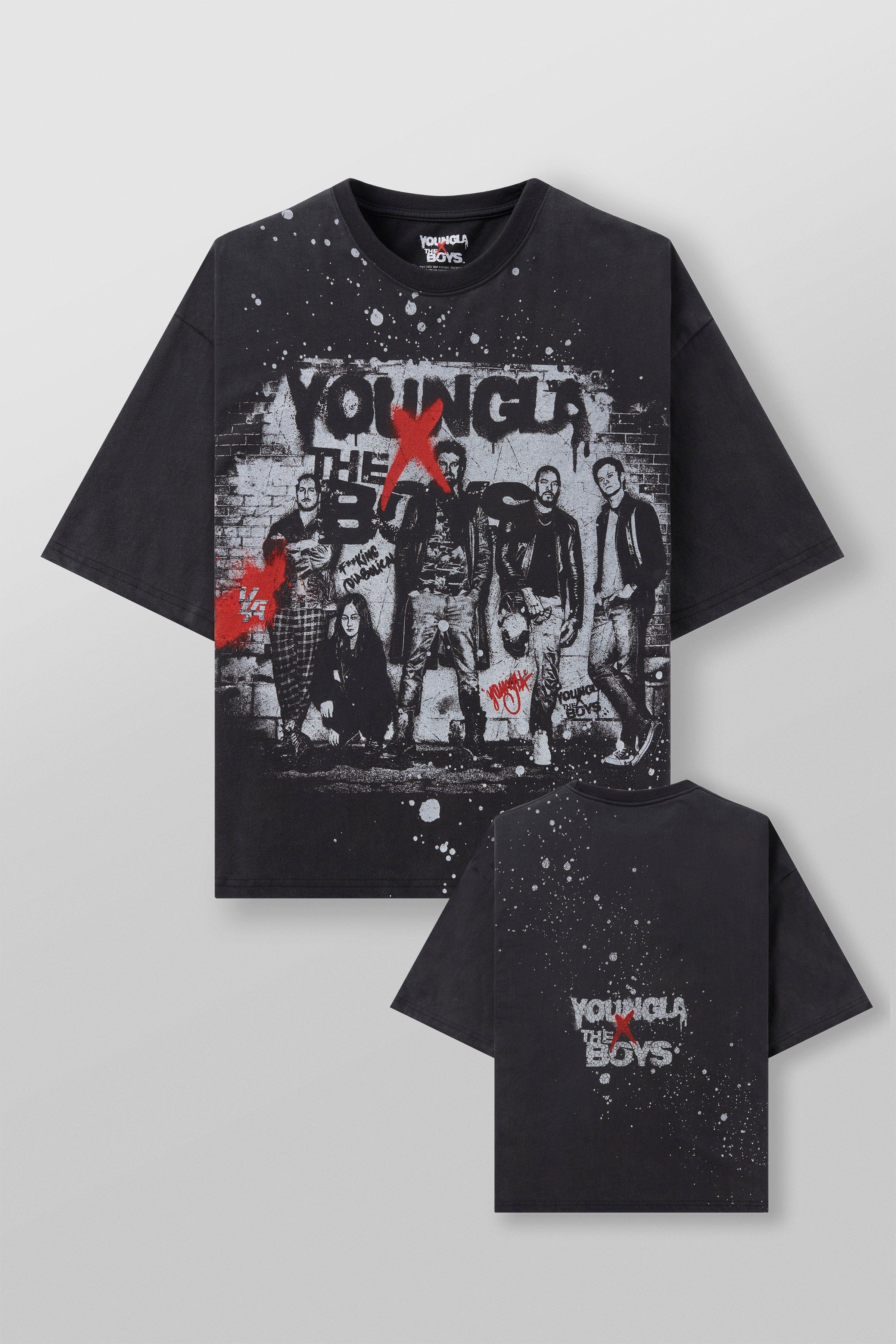 Front view of The Boys graphic tee showcasing character design.