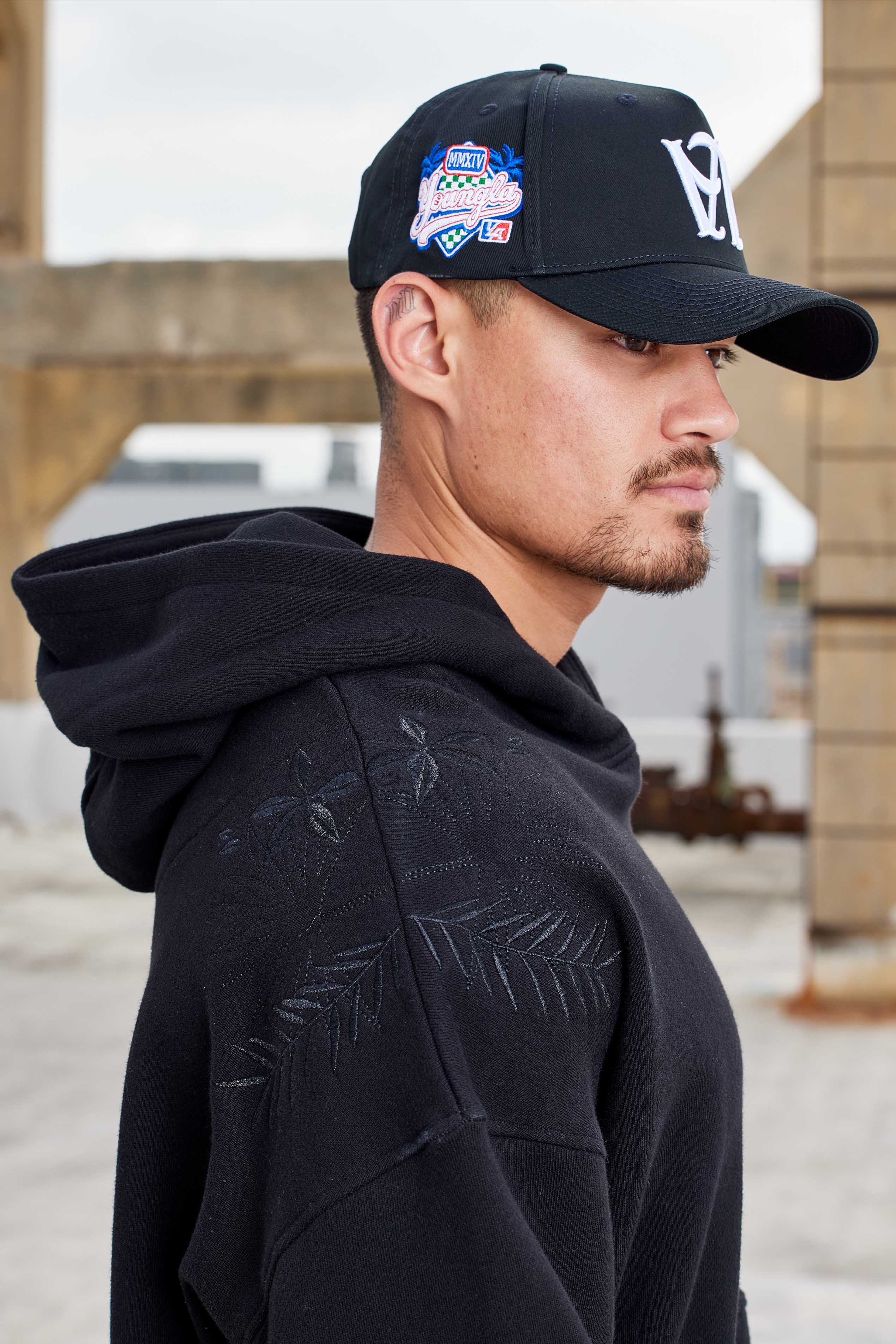 Back view of the LA Reversed snapback hat, emphasizing the quality cotton material.