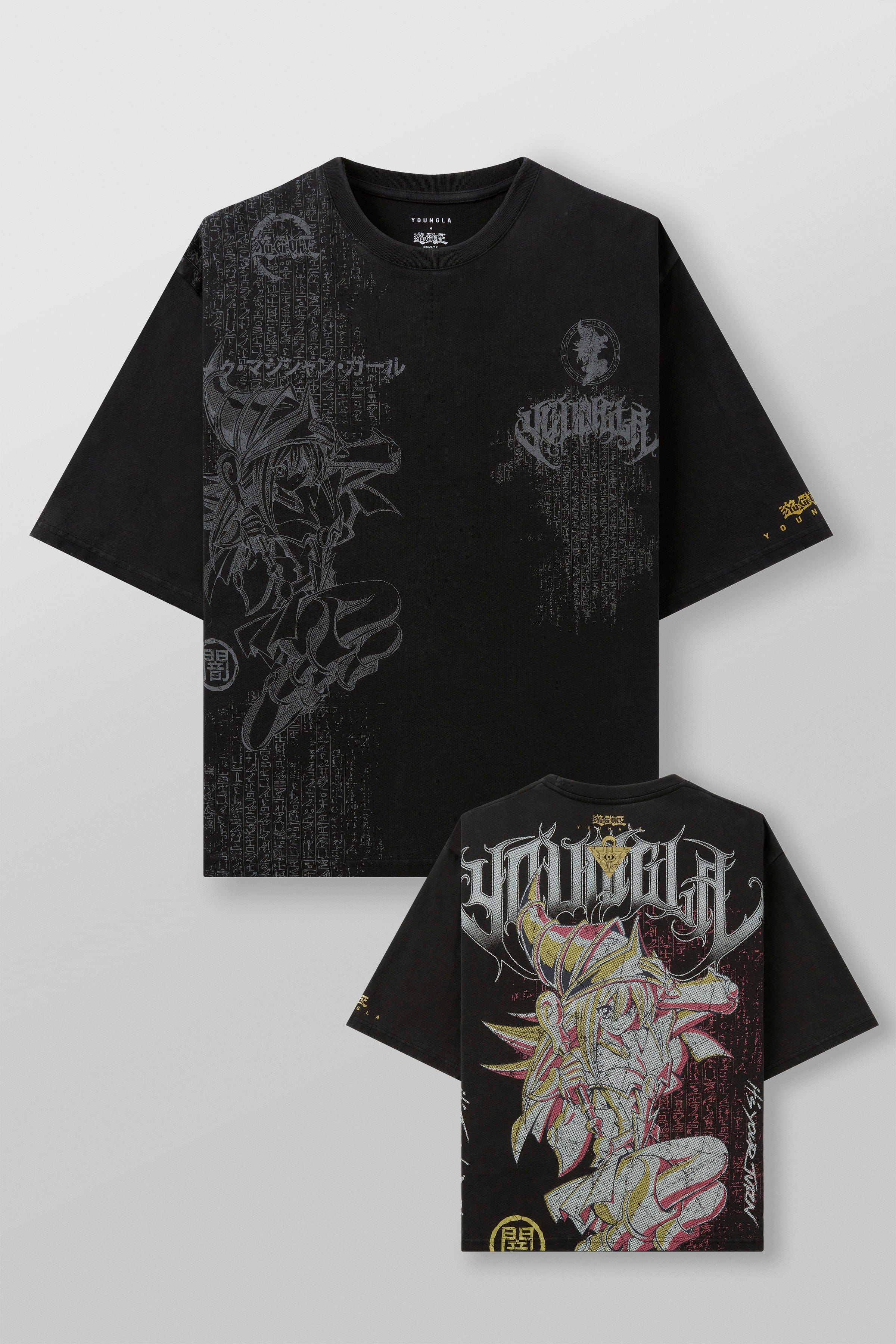 Front view of the vintage Yu-Gi-Oh! graphic tee, highlighting character graphics.