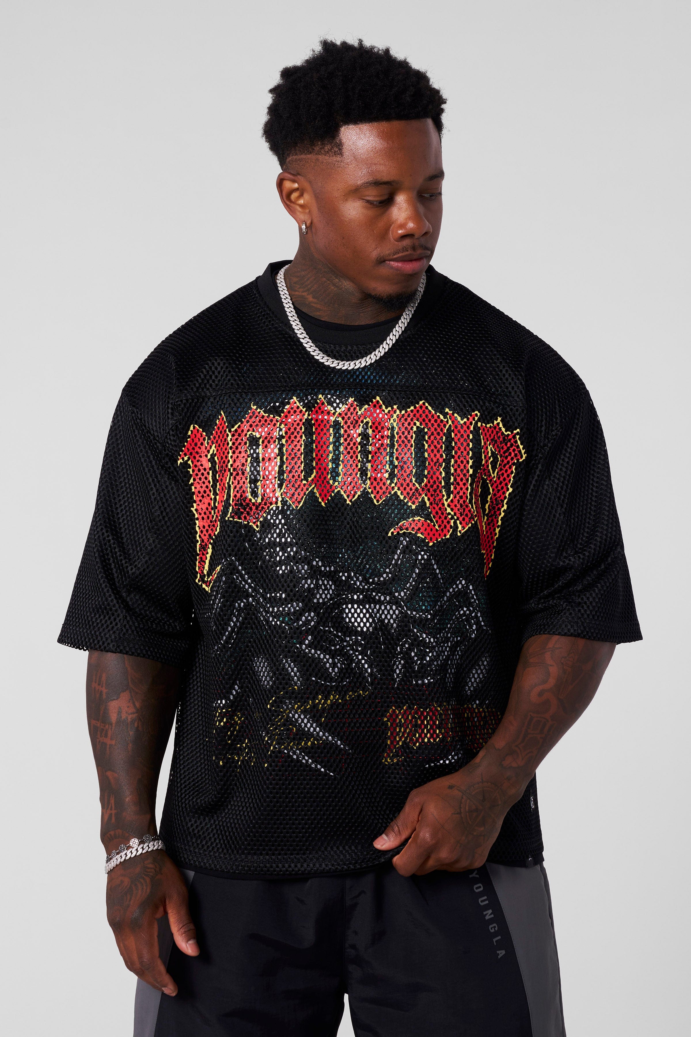 Back view showcasing the mesh jersey with YoungLA logo