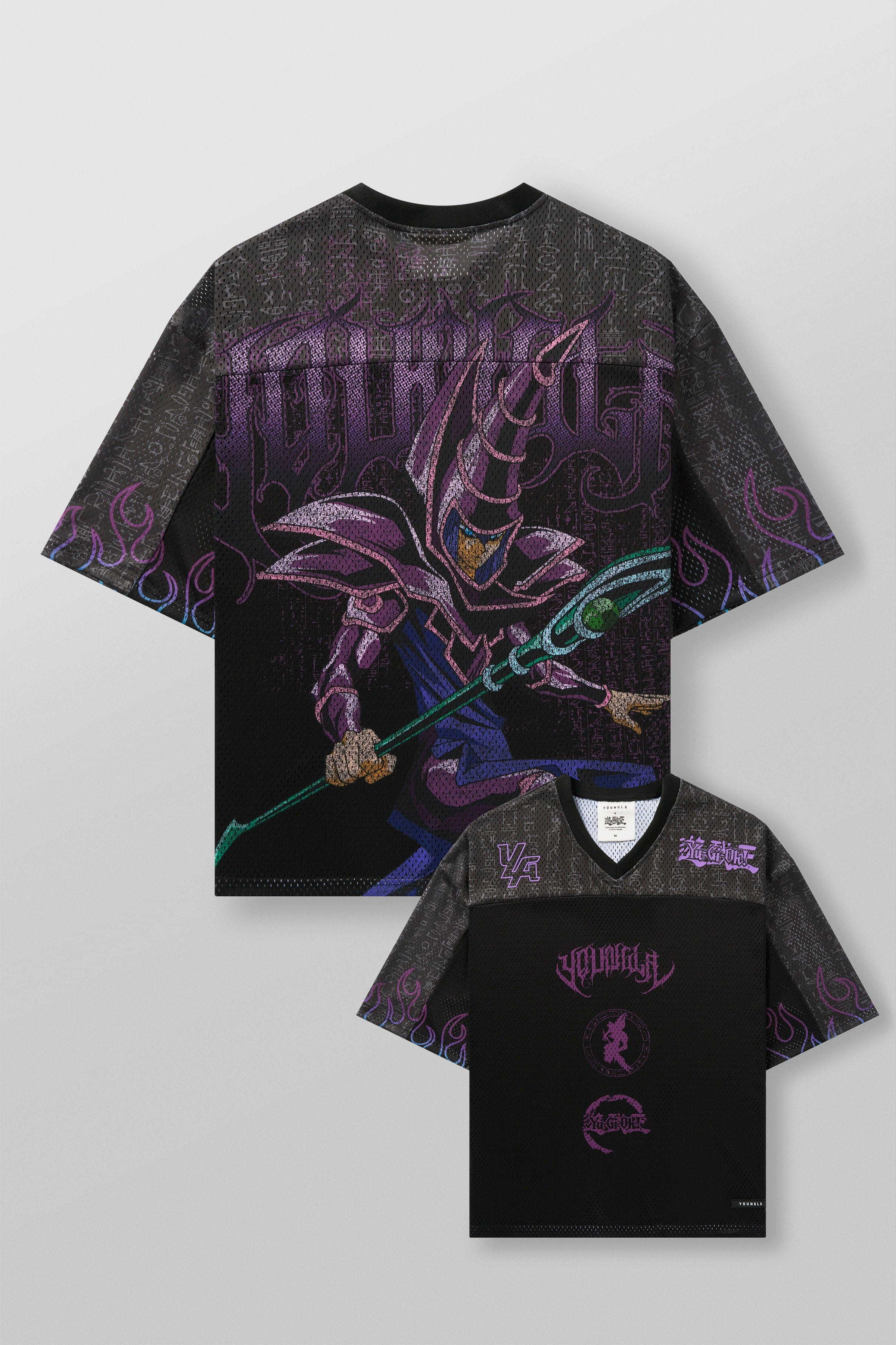Close-up of the intricate graphics on the Yu-Gi-Oh! jersey.