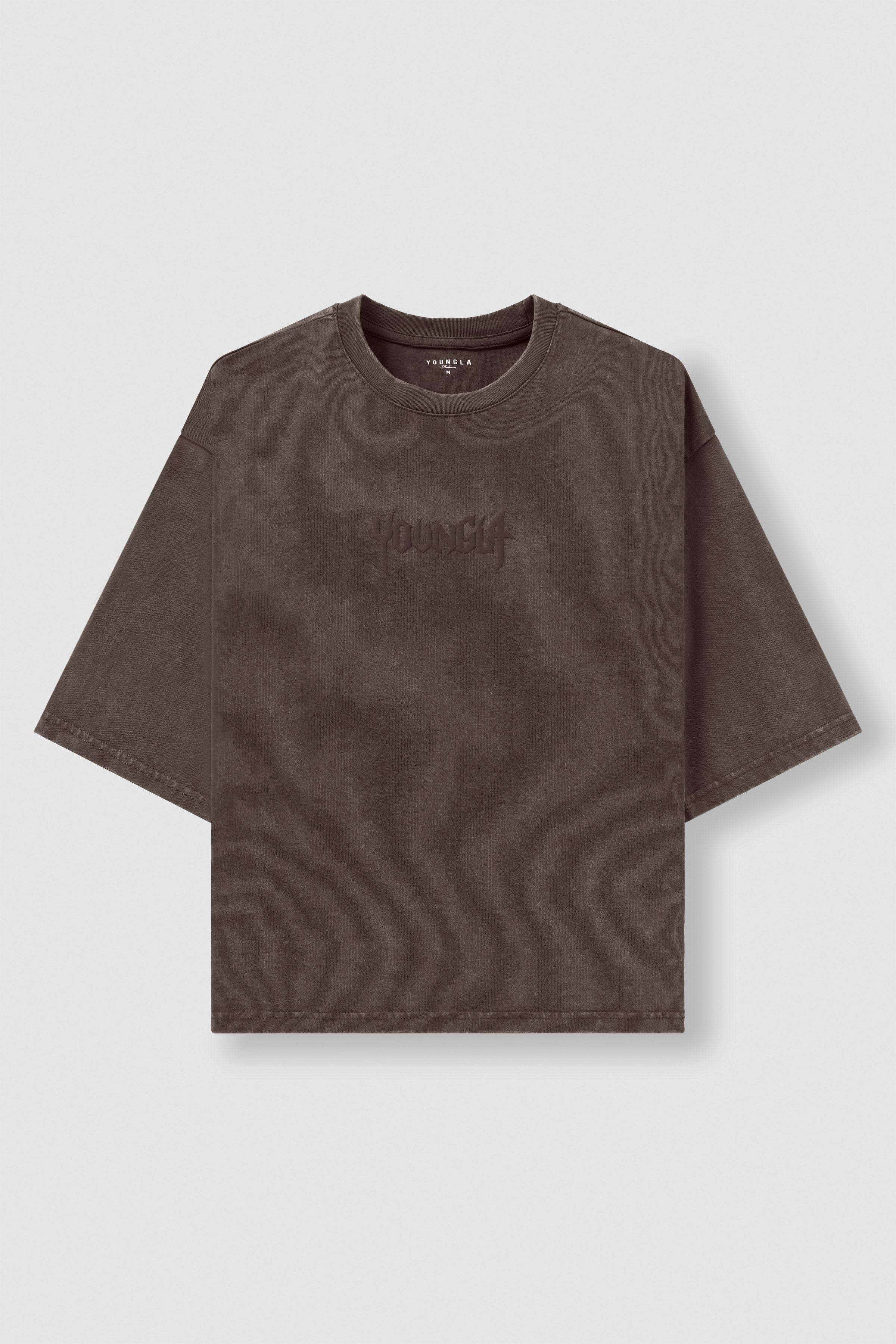 Back view of oversized tee showcasing cropped length