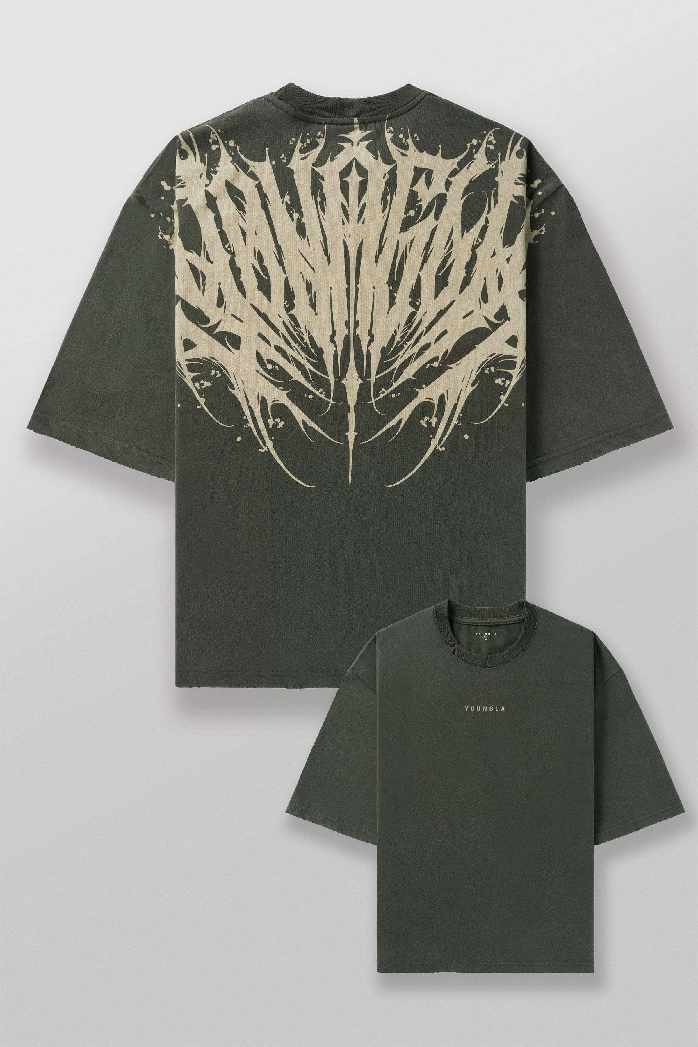Back view of the oversized t shirt highlighting the bold graphic.