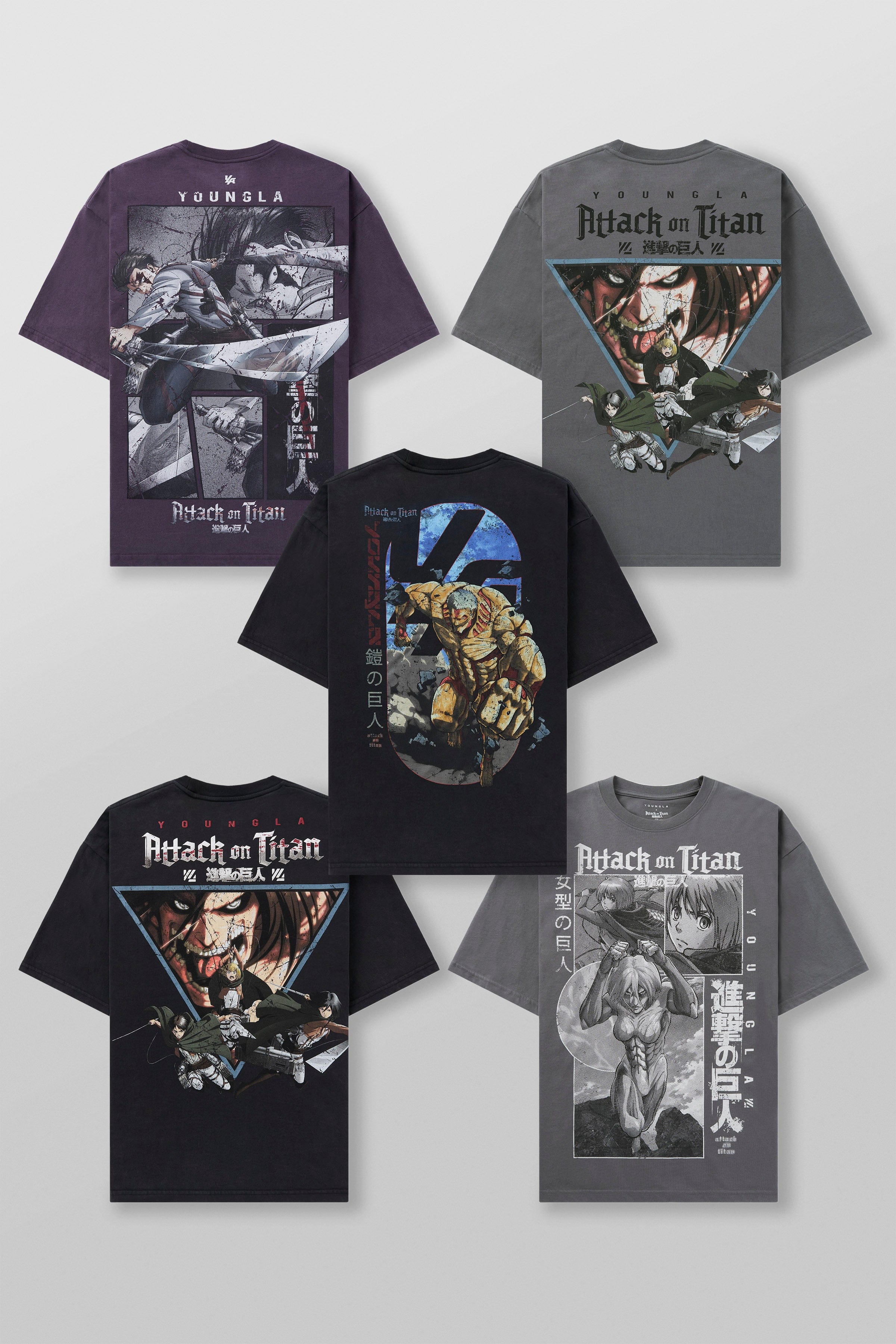 Front view of Attack on Titan graphic tee in a casual setting.