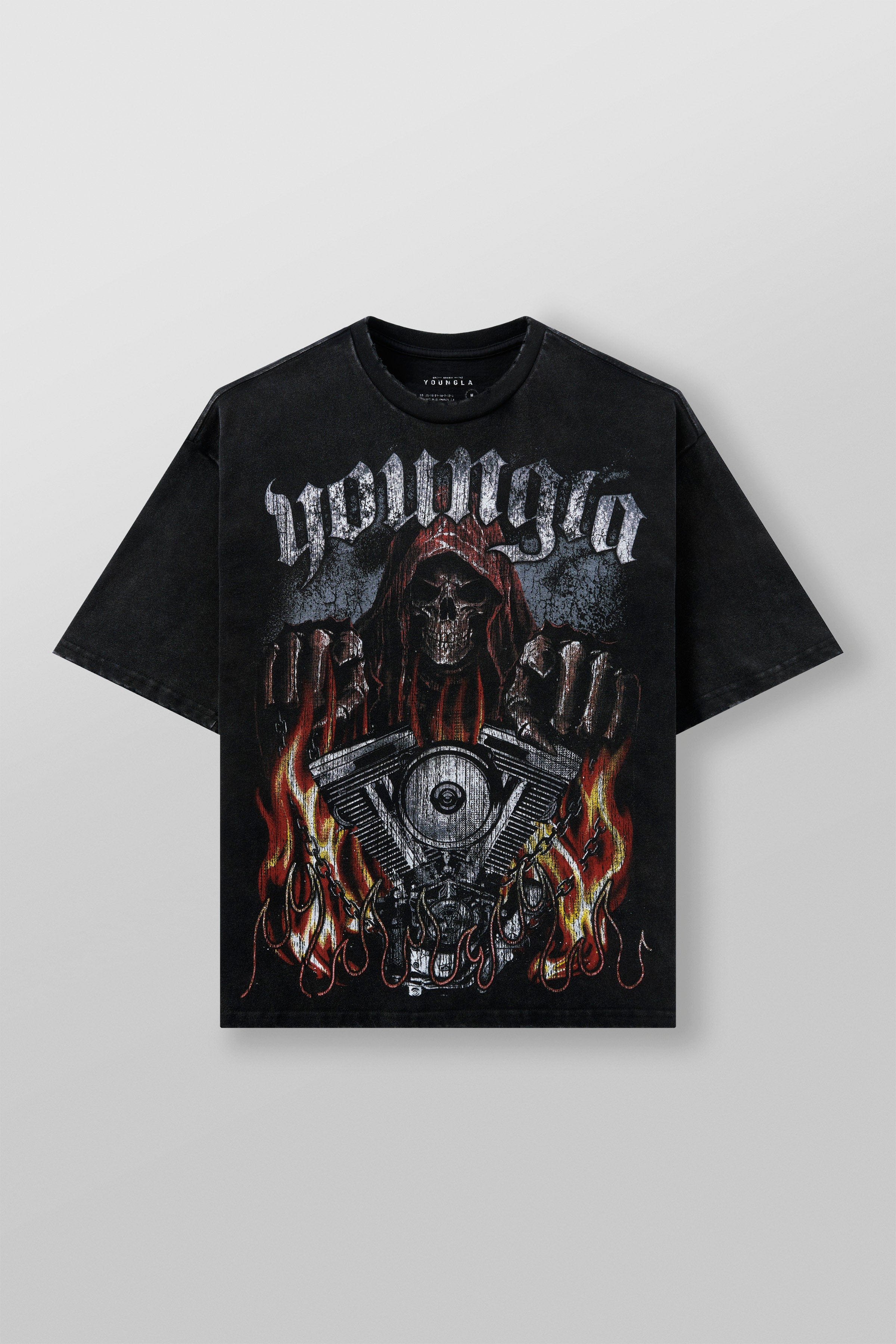 Front view of a vintage rock t-shirt showcasing iconic band artwork