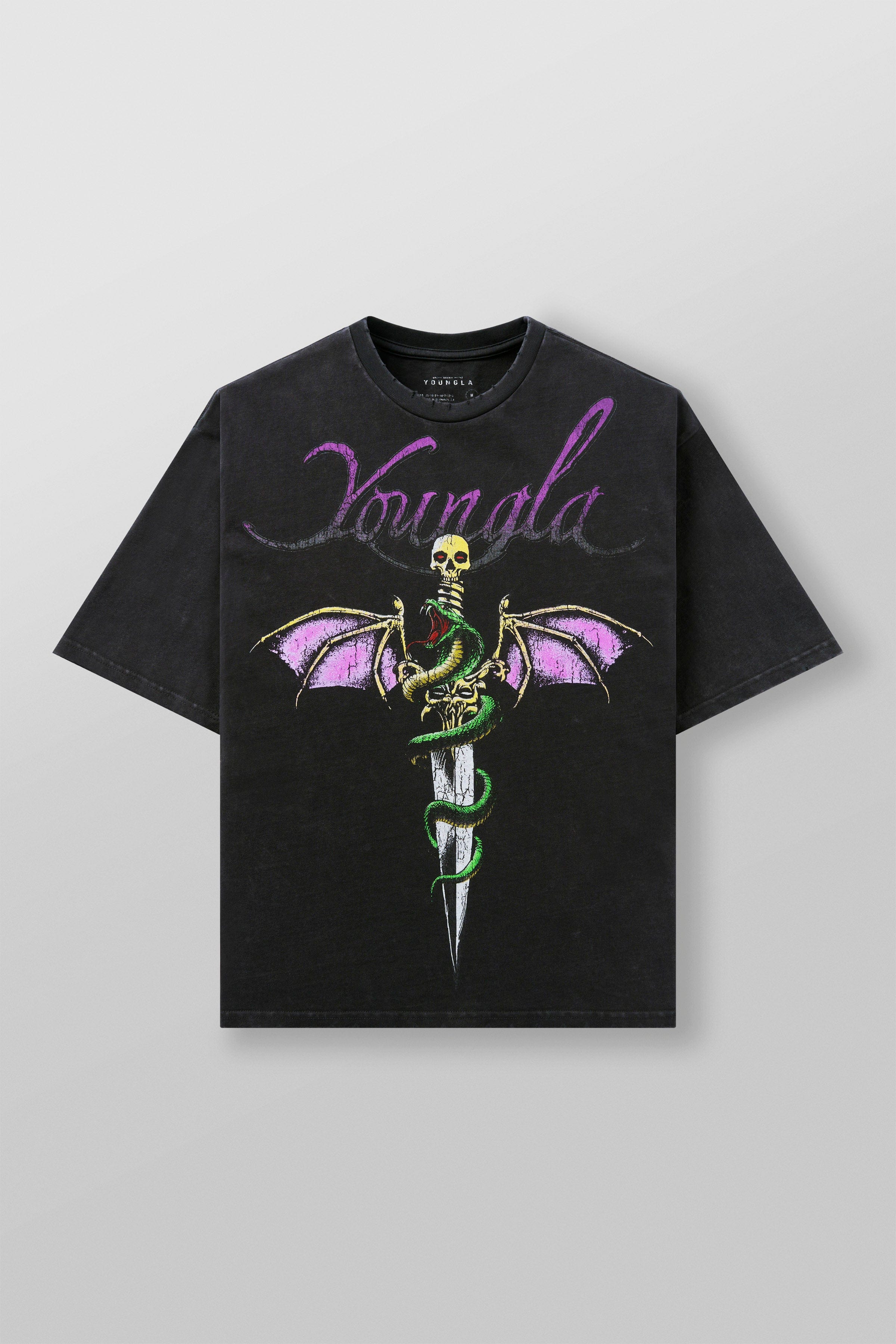Close-up of vintage rock n roll tee with bold band graphic for casual wear