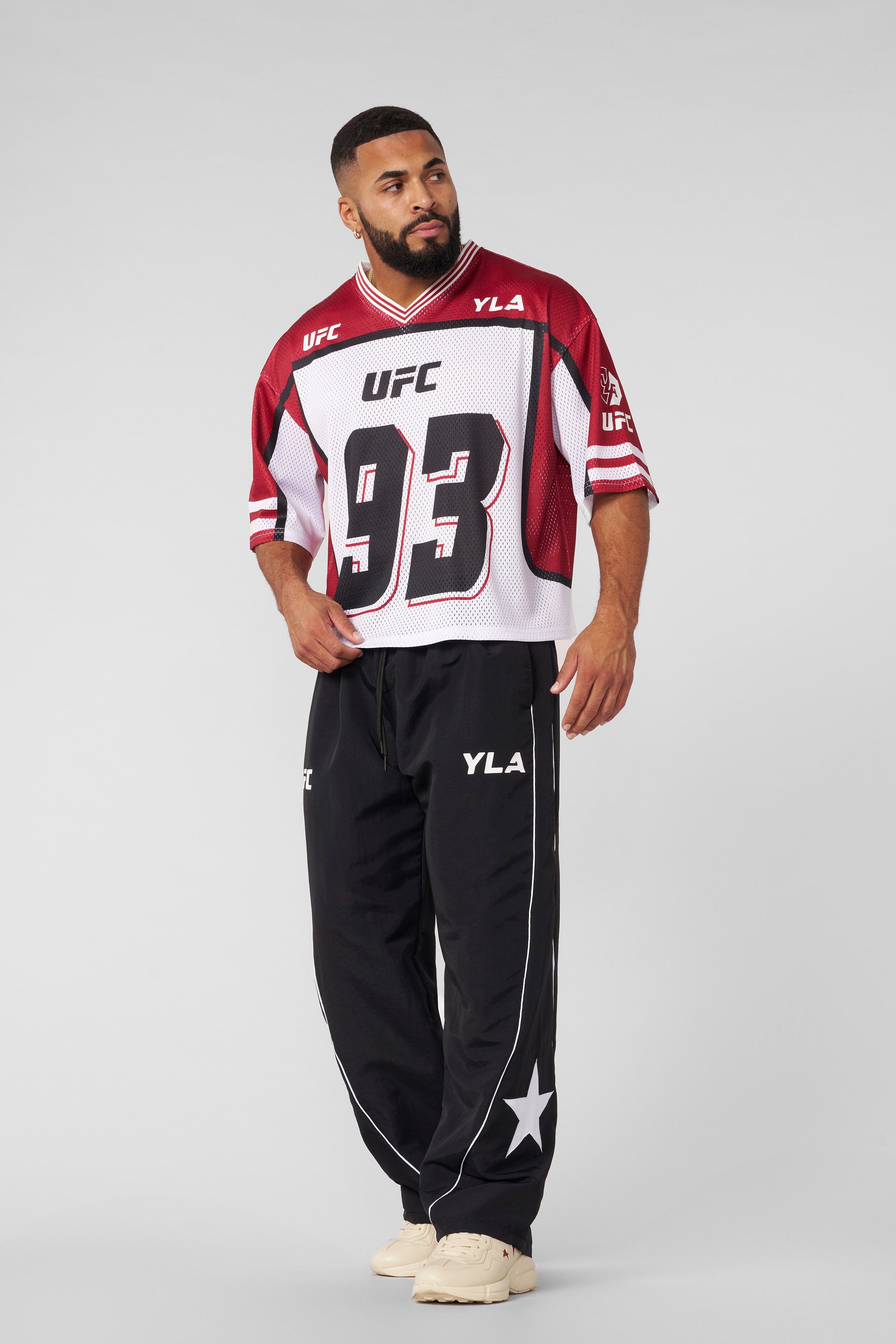 Side view of the UFC x YoungLA jersey, perfect for casual wear or training.