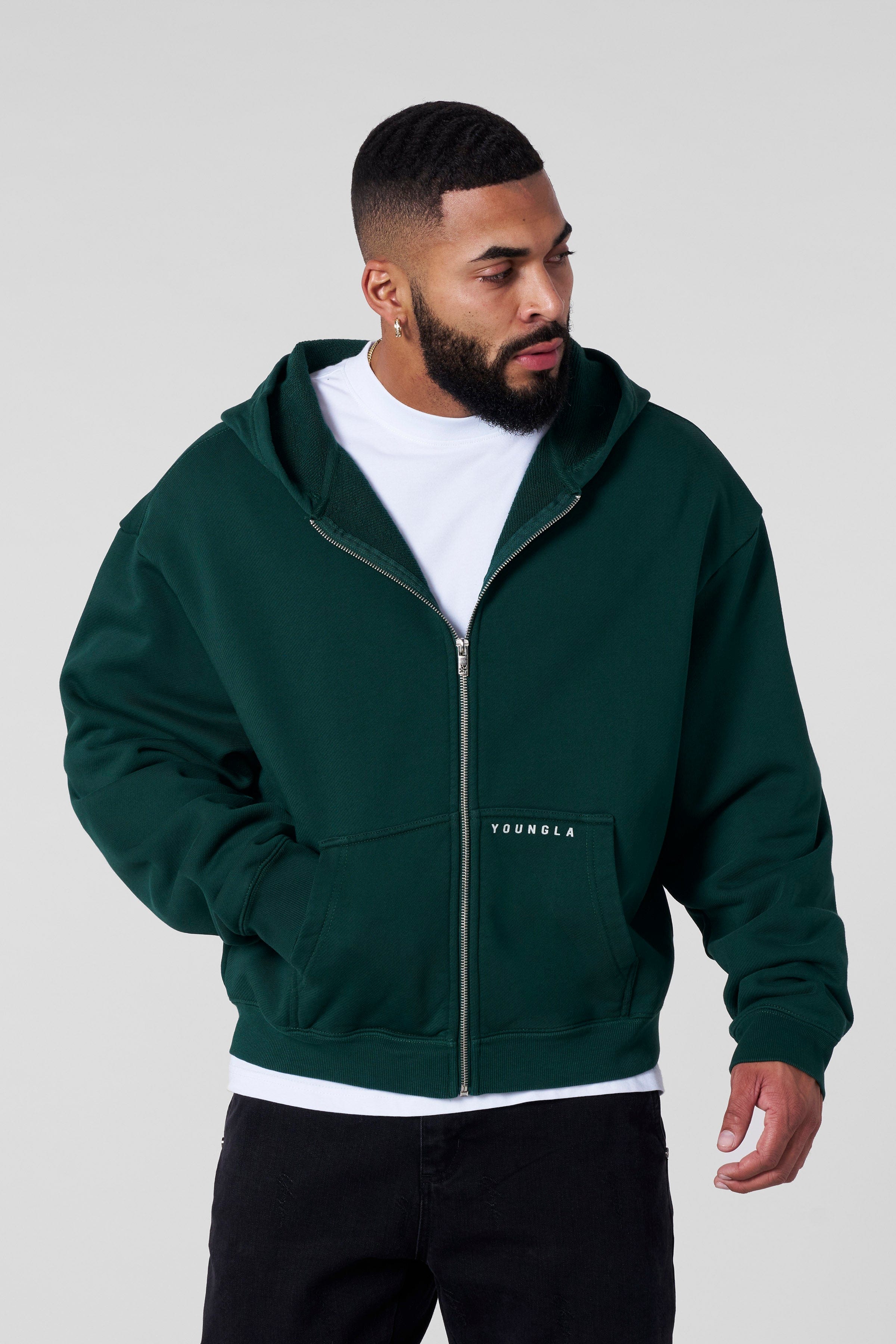 Back view featuring the iconic Revenge logo printed on the black zip-up hoodie