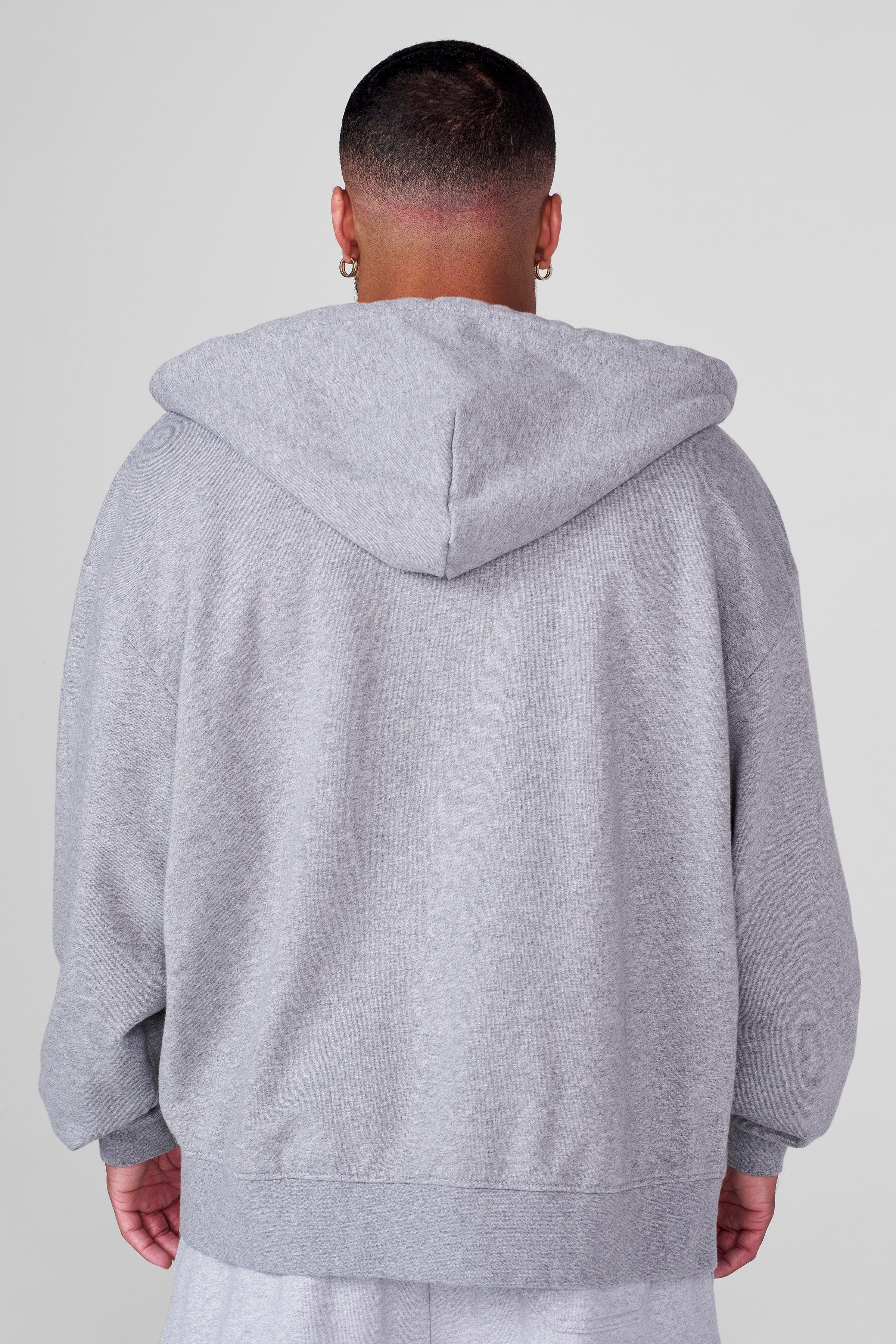 Close-up of the fabric texture of the 100% cotton hoodie.