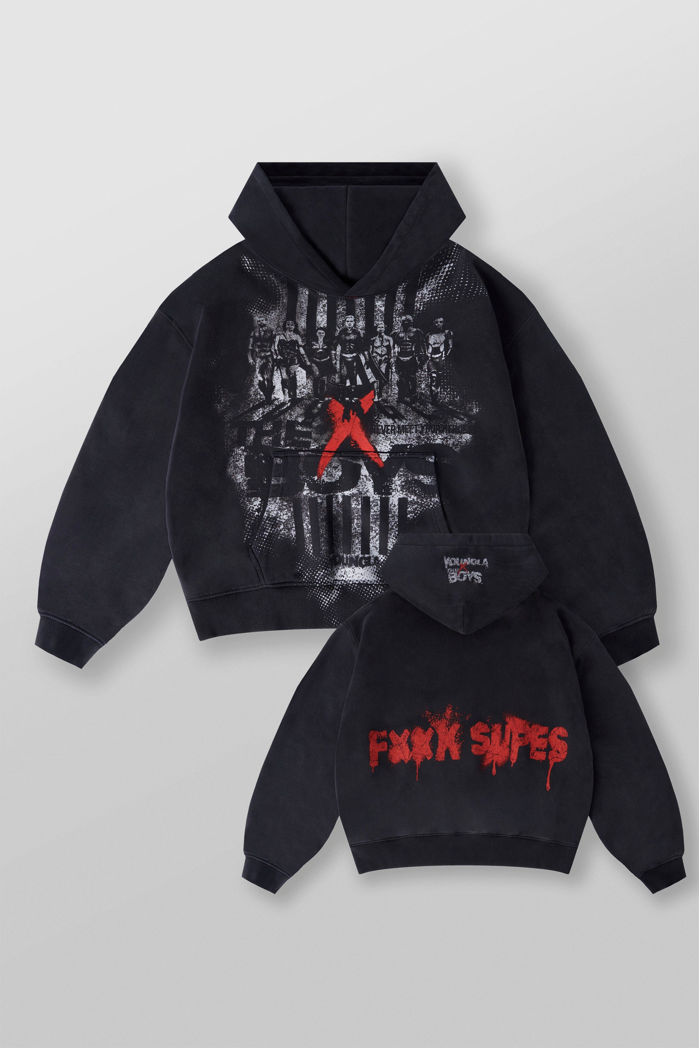 Side view of the hoodie showing its comfortable oversized fit.