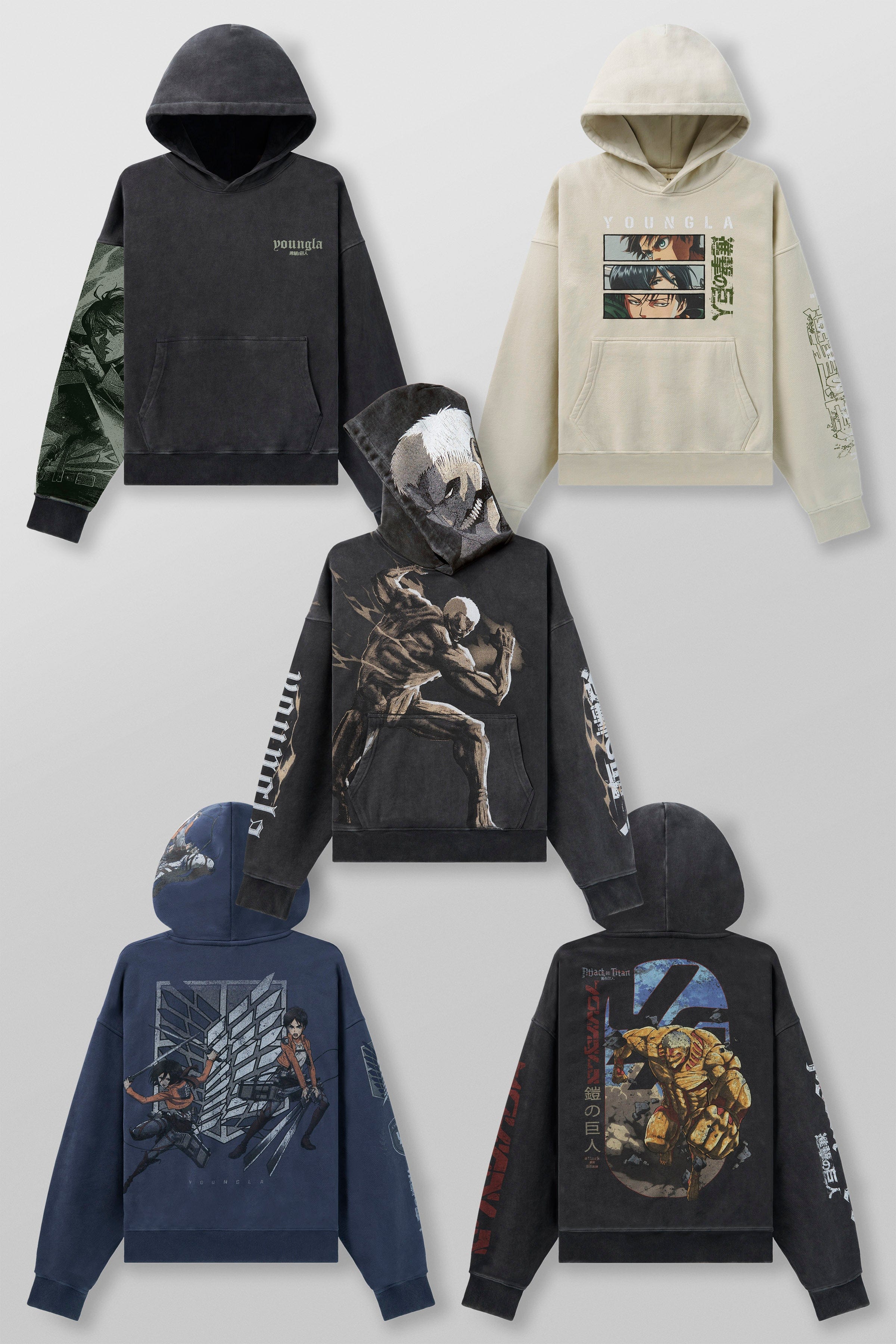 Close-up of Attack on Titan anime hoodie artwork on premium cotton fabric.