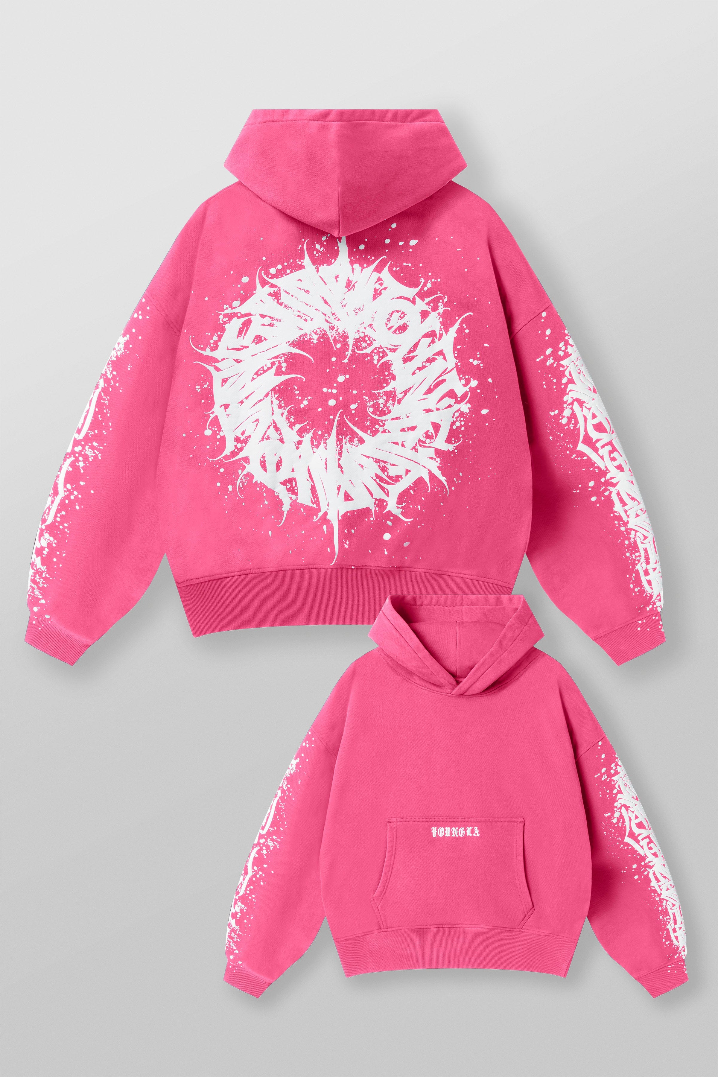 Back view of the Cyclone hoodie highlighting the striking puff-print graphic.