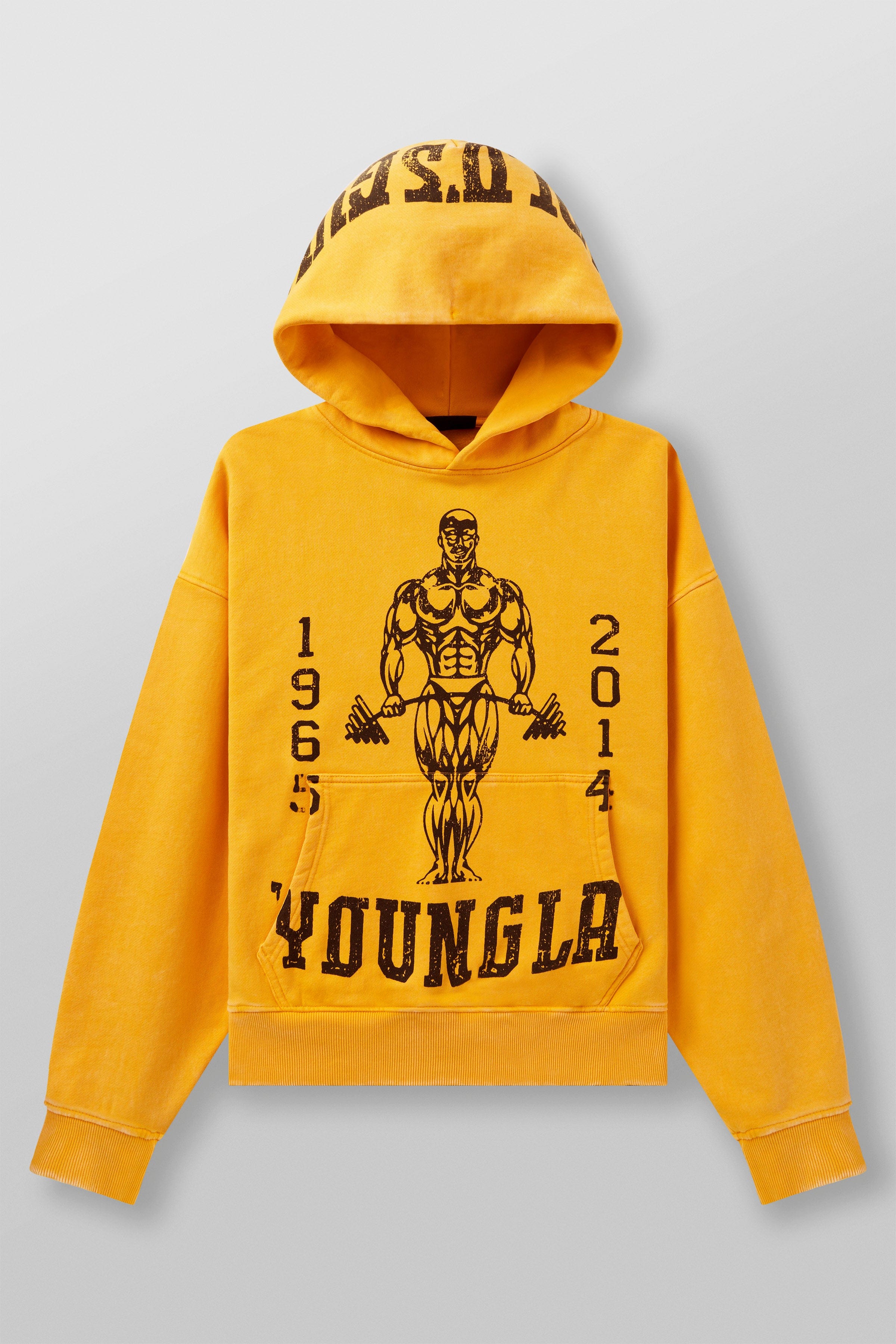 Close-up of hoodie fabric texture and acid wash finish