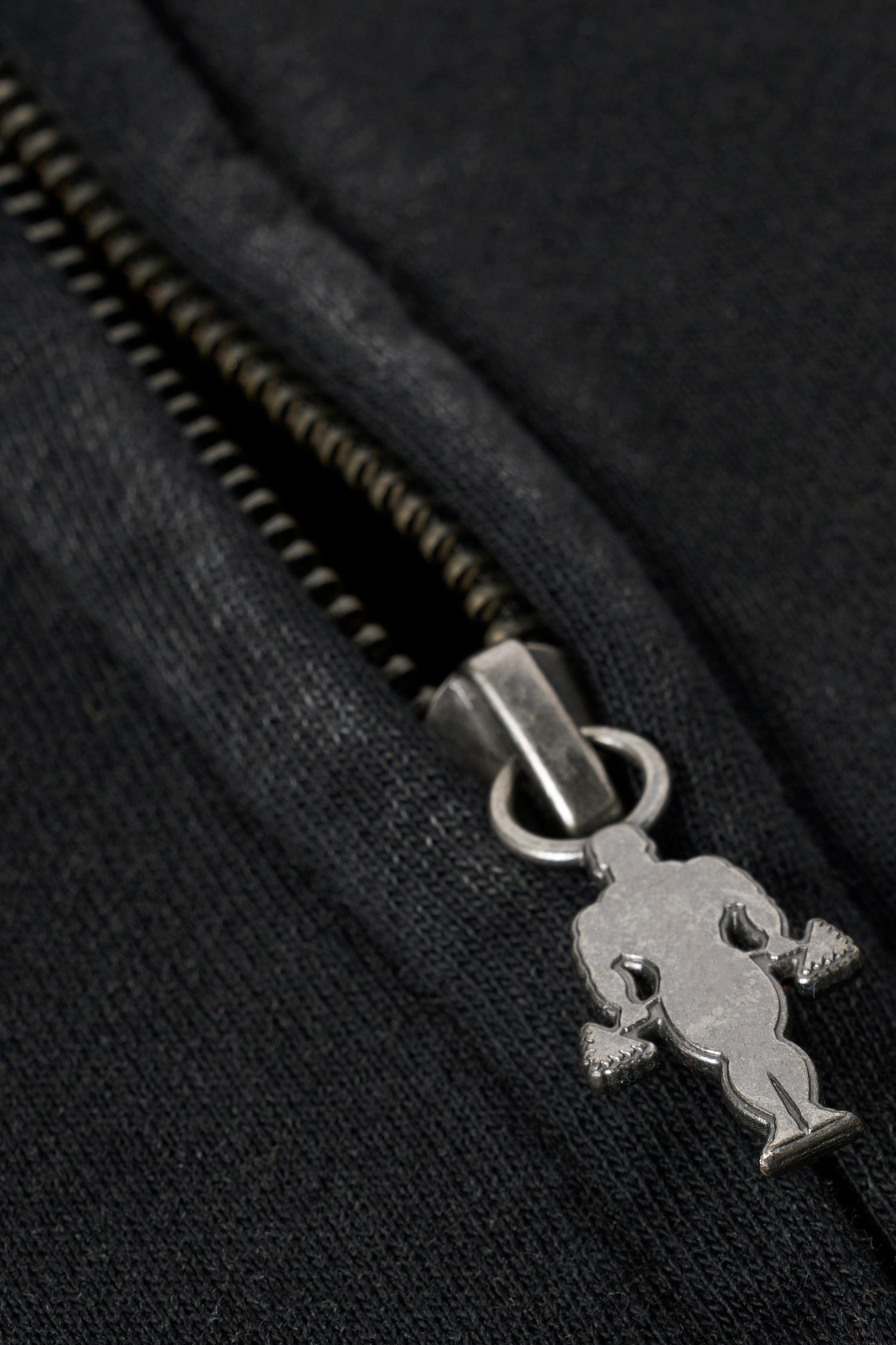 Close-up of vintage puff print on hoodie back
