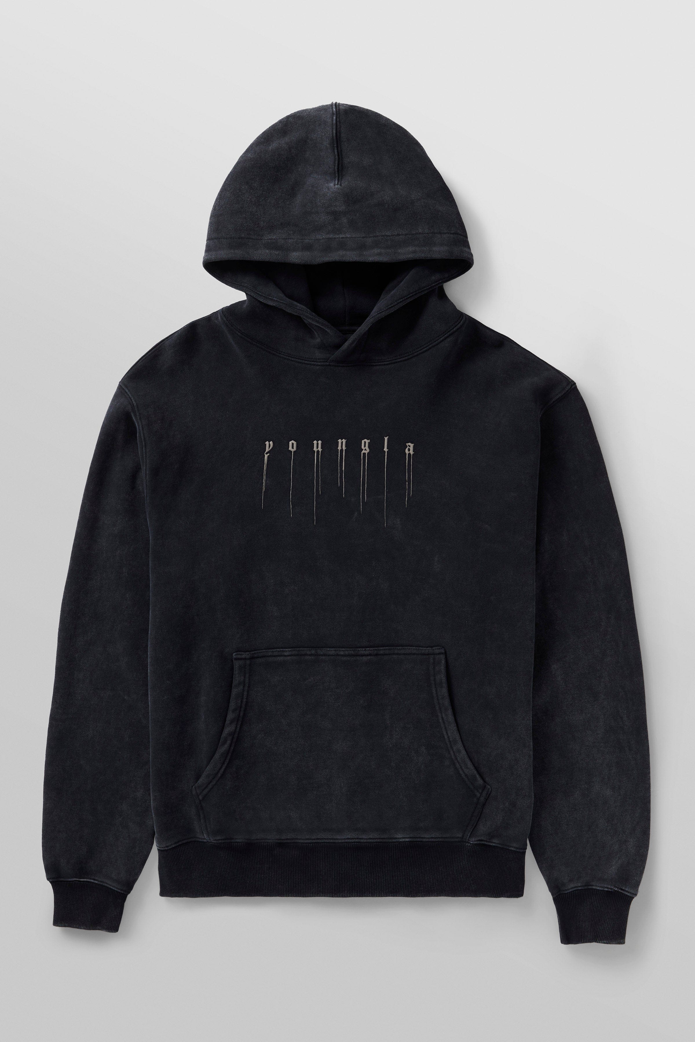 Front view of Urban Drippy Skull Graphic Hoodie highlighting the unique skull print.