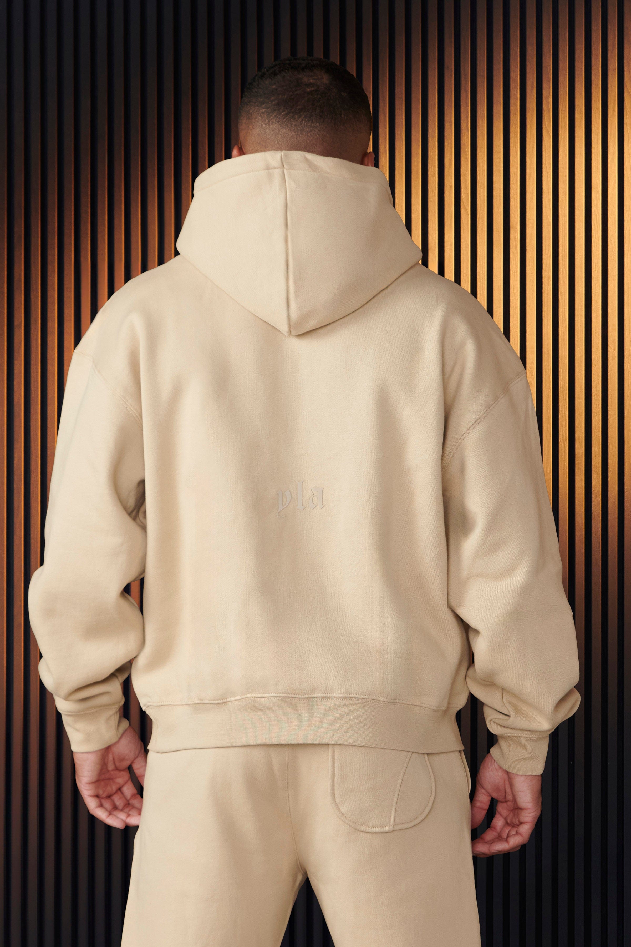 Cozy Cloud 9 fleece cotton hoodie displayed on a model outdoors.