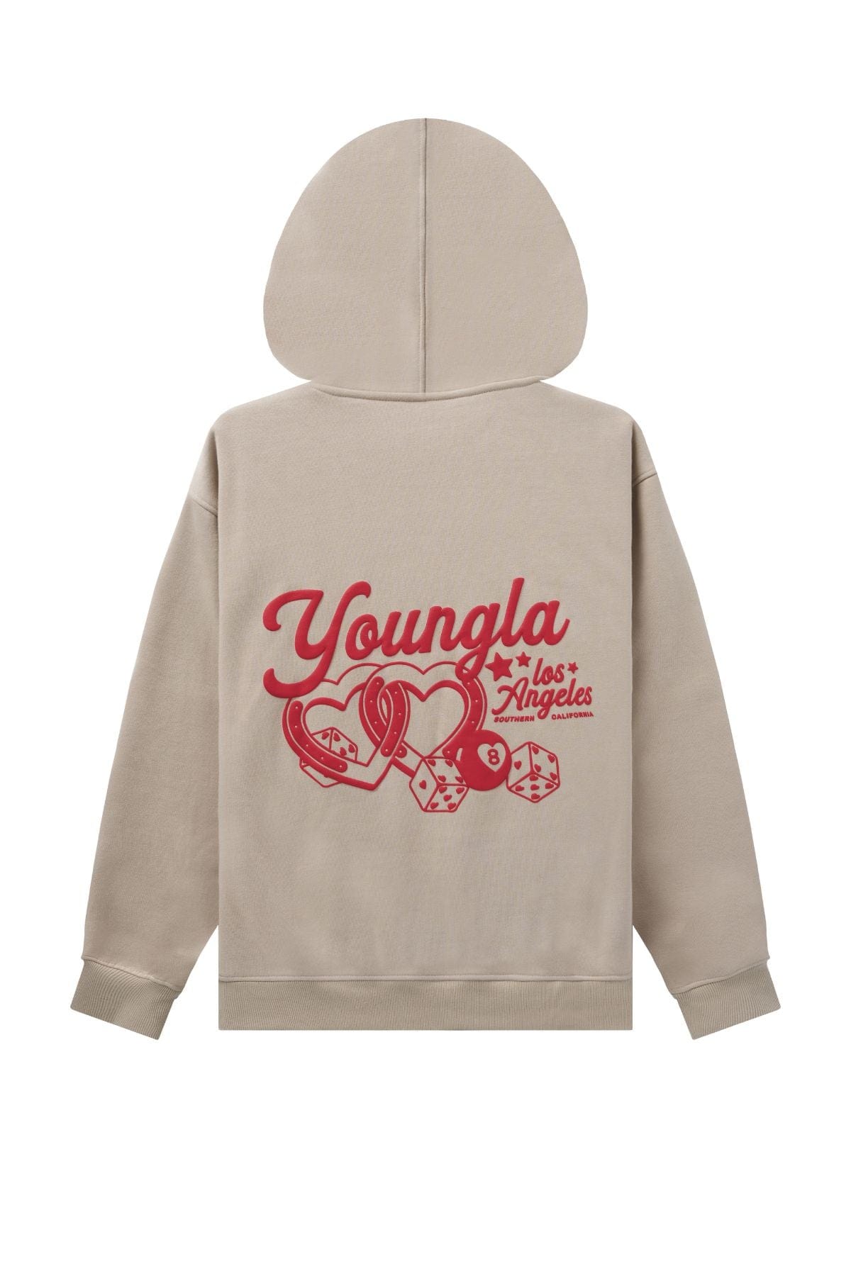 Front view of the fluffy oversized hoodie, showcasing its soft fabric.