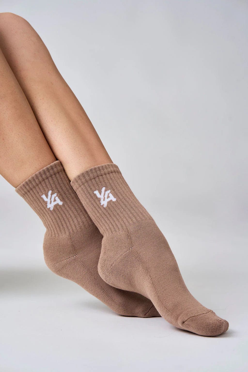 Close-up of soft cotton crew socks in assorted colors.