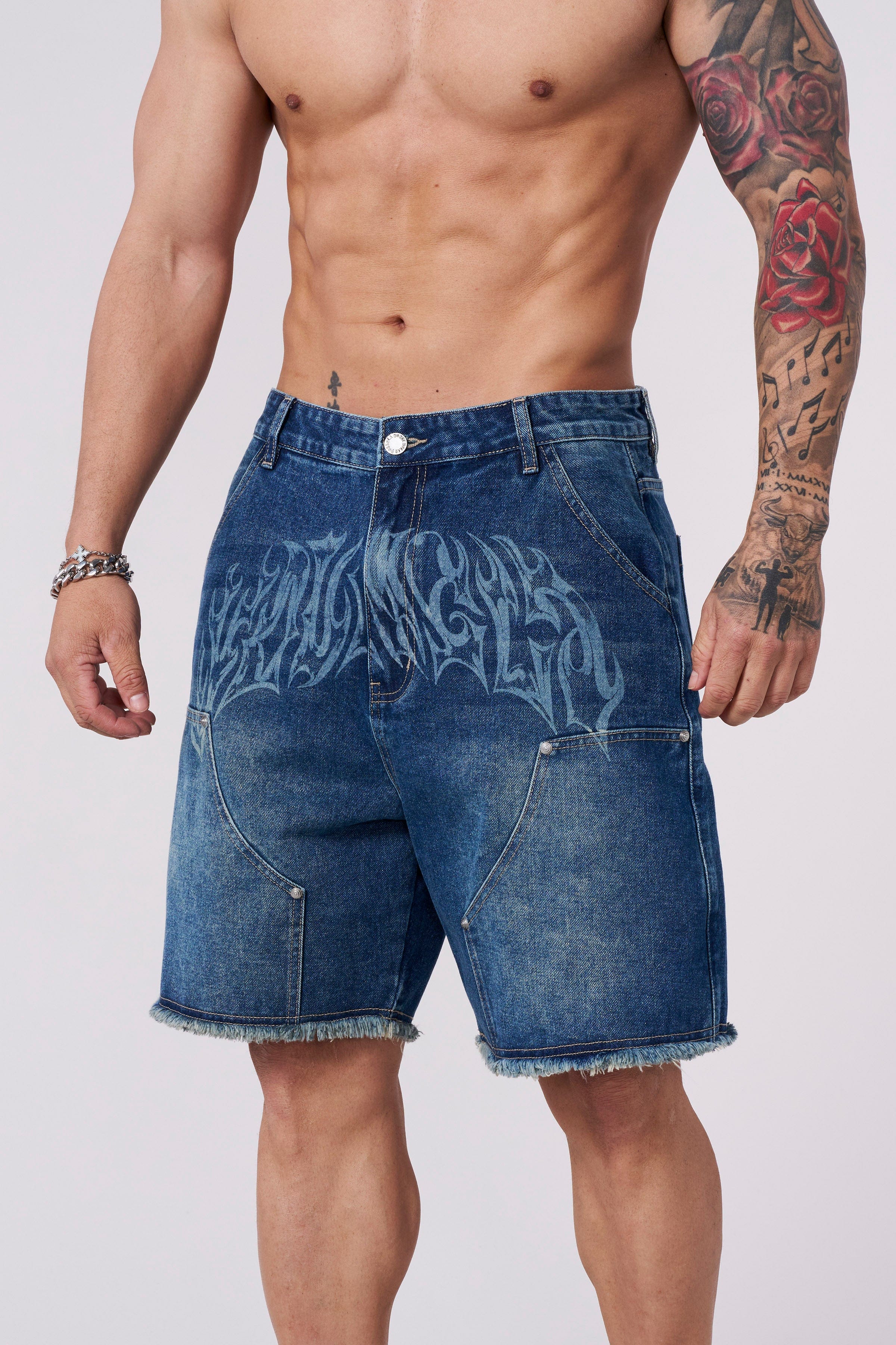 Side view of Urban Vibe Baggy Jorts, highlighting relaxed fit.