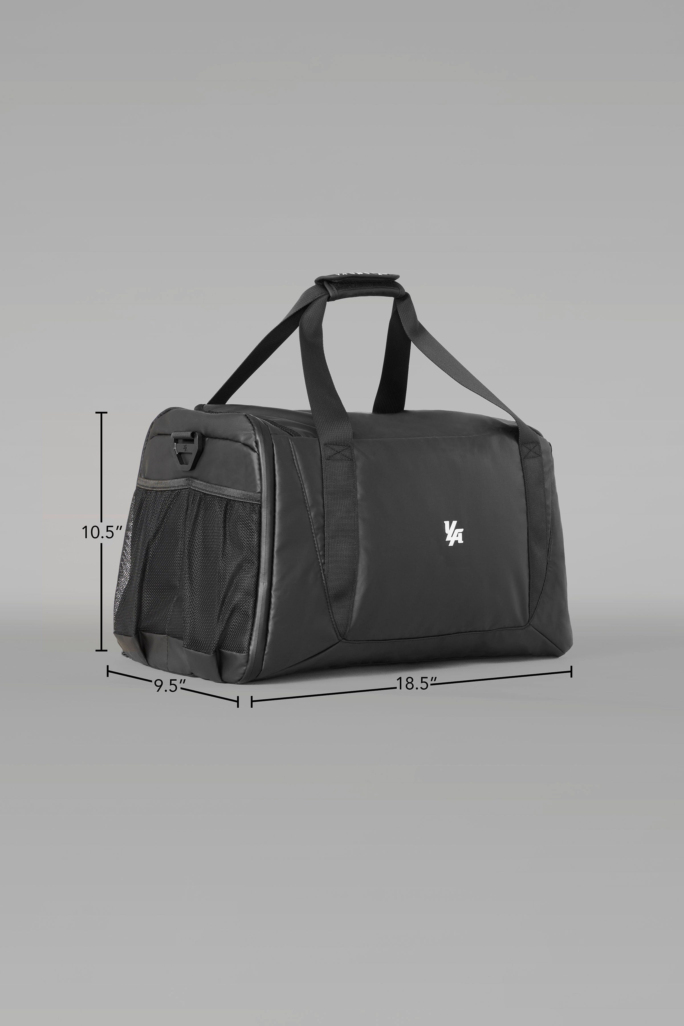Top-down view of gym bag showing roomy interior and flap pocket—ideal for travel bags for women.
