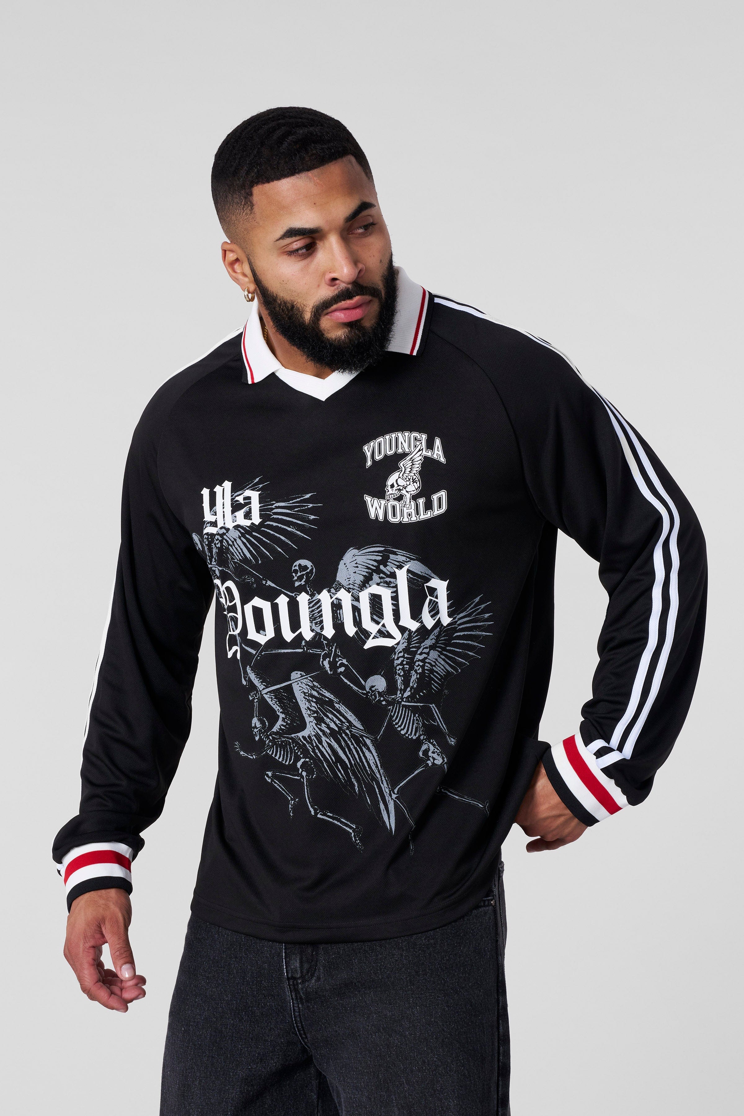 Close-up of sleeve detail on custom soccer jerseys