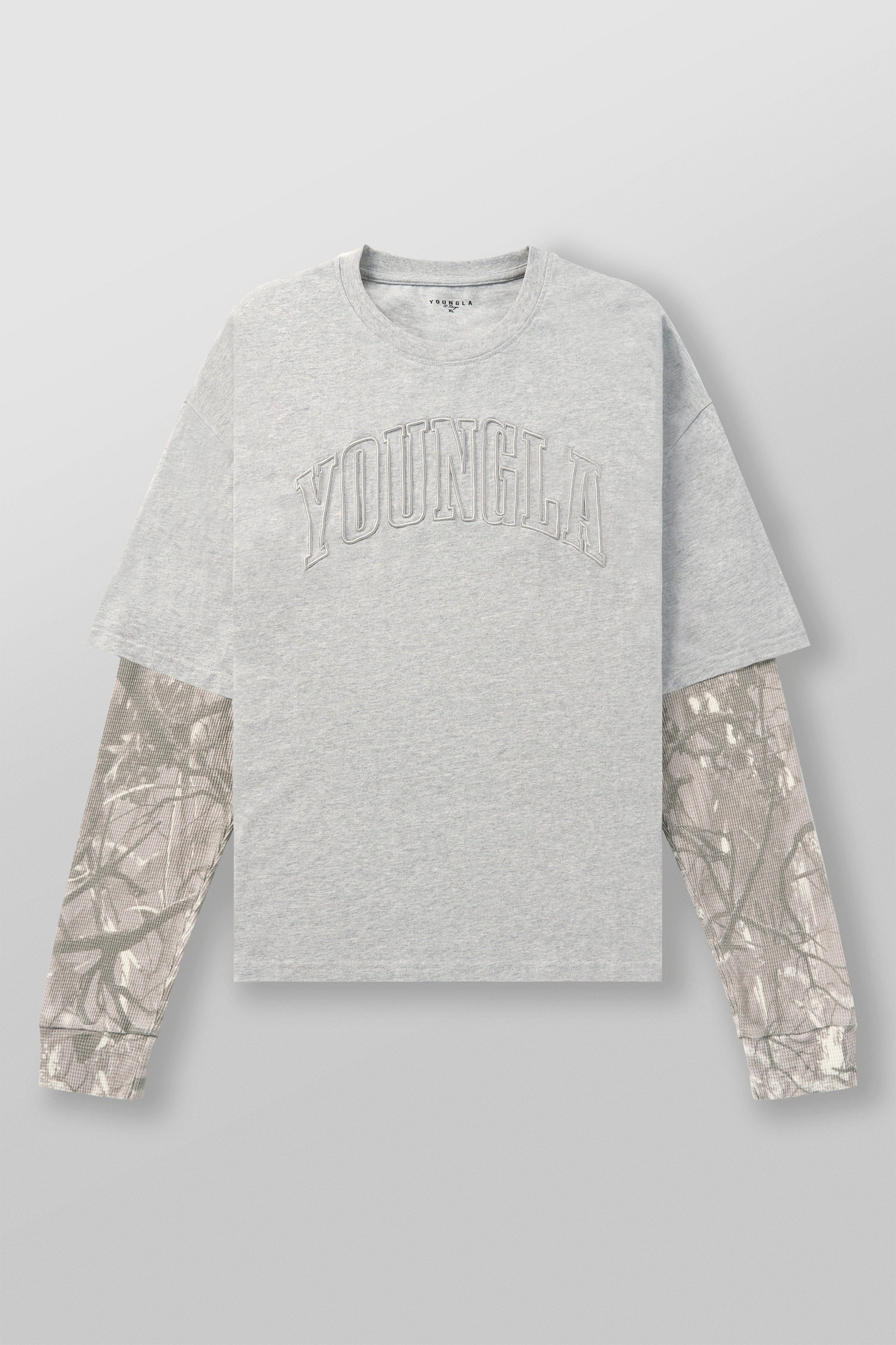 Side view of the cotton camo t shirt, highlighting its loose fit and comfort.