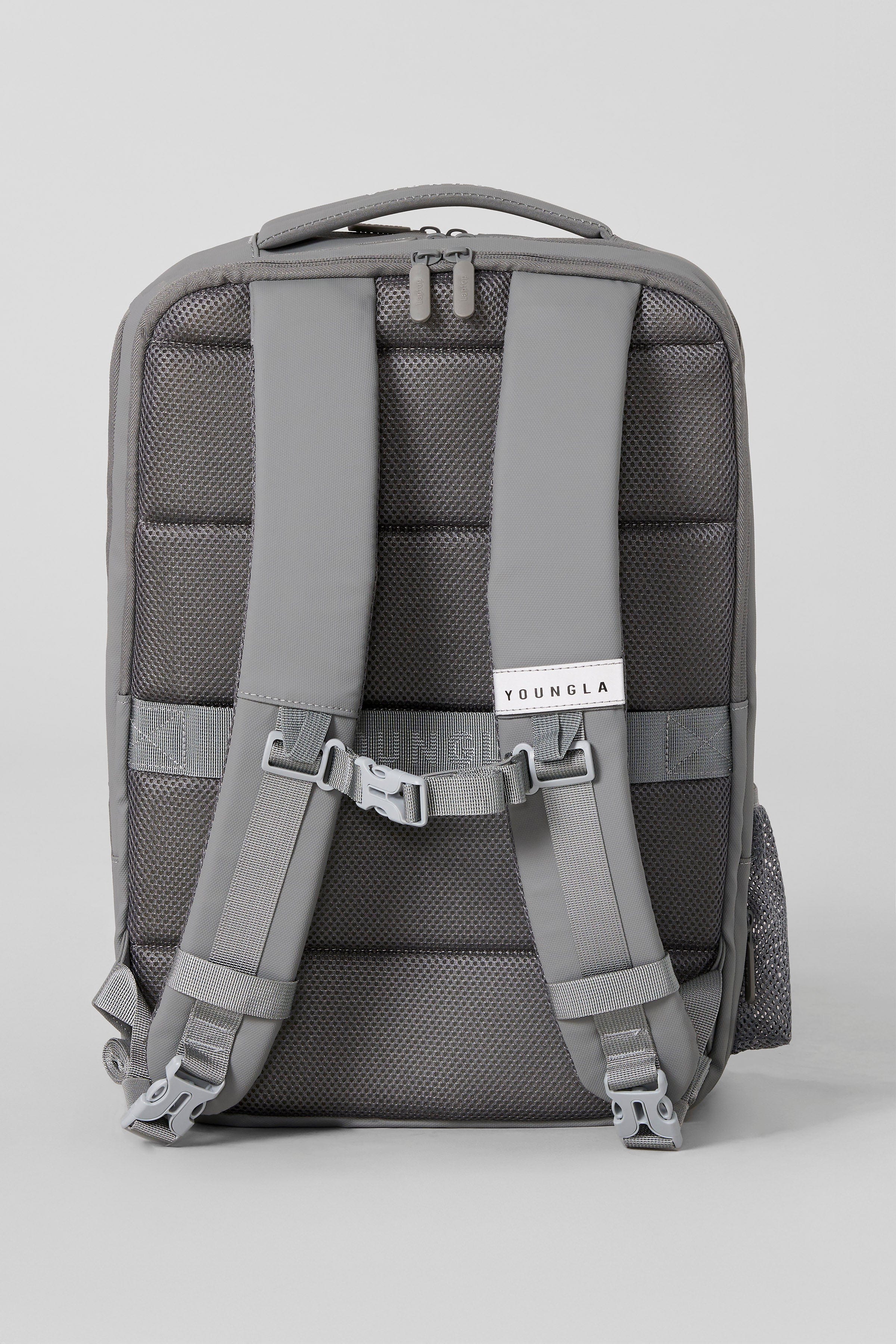 Front view of the Expedition Pro Backpack showing quick-access pockets and sleek design