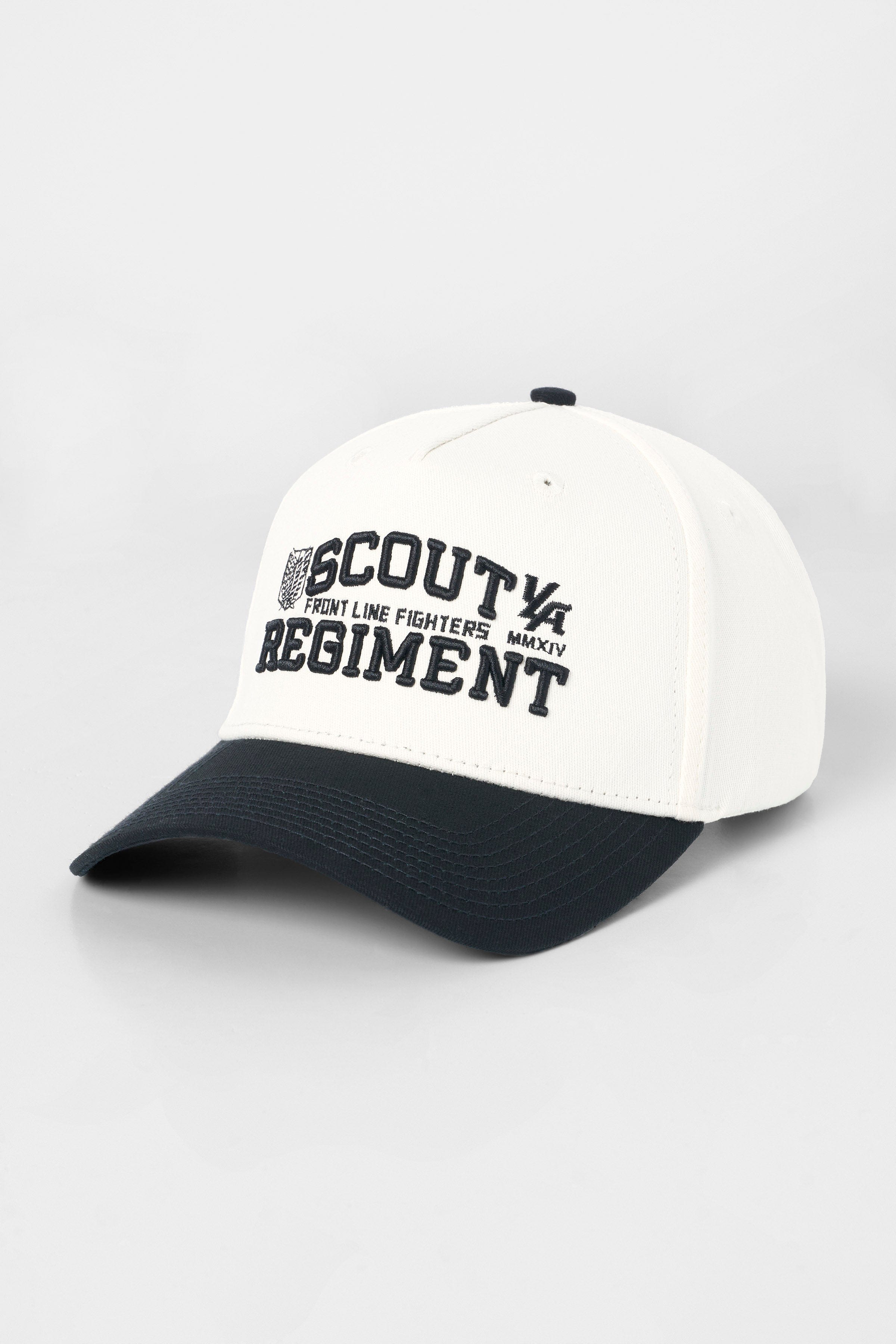 Side angle of the Attack on Titan hat, highlighting its stylish design.