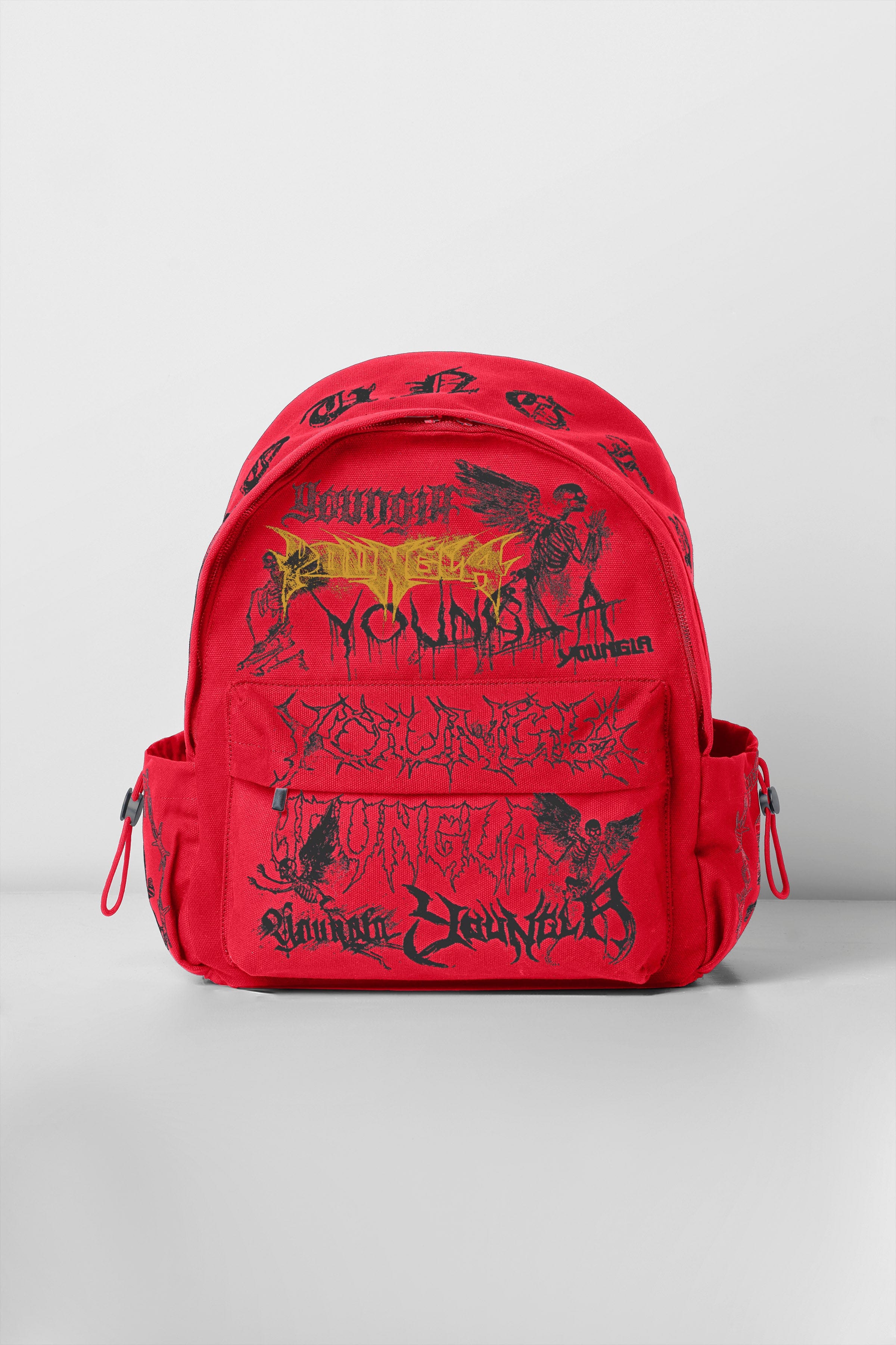 Front view of retro canvas backpack with laptop sleeve
