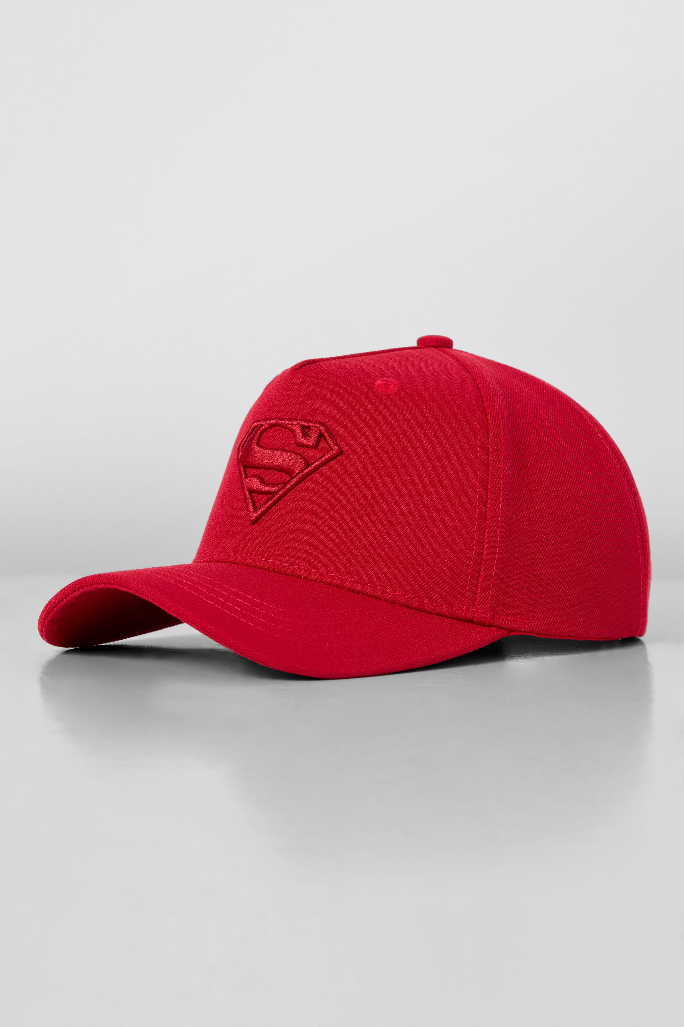 Front view of the Superman Shield snapback hat showing tonal logo embroidery.
