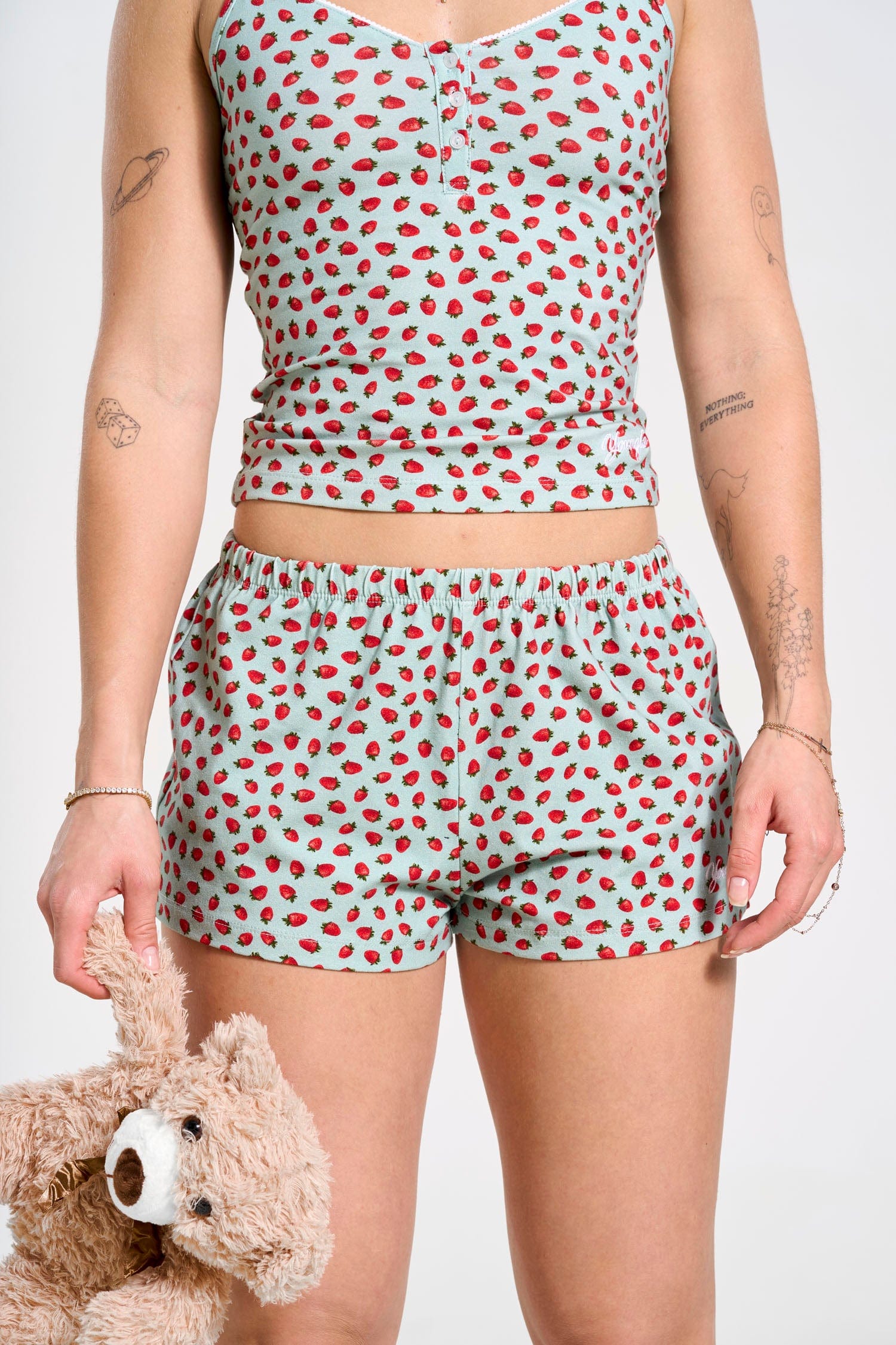 Model wearing Chic Comfort PJ Shorts, demonstrating the stylish look and relaxed fit.