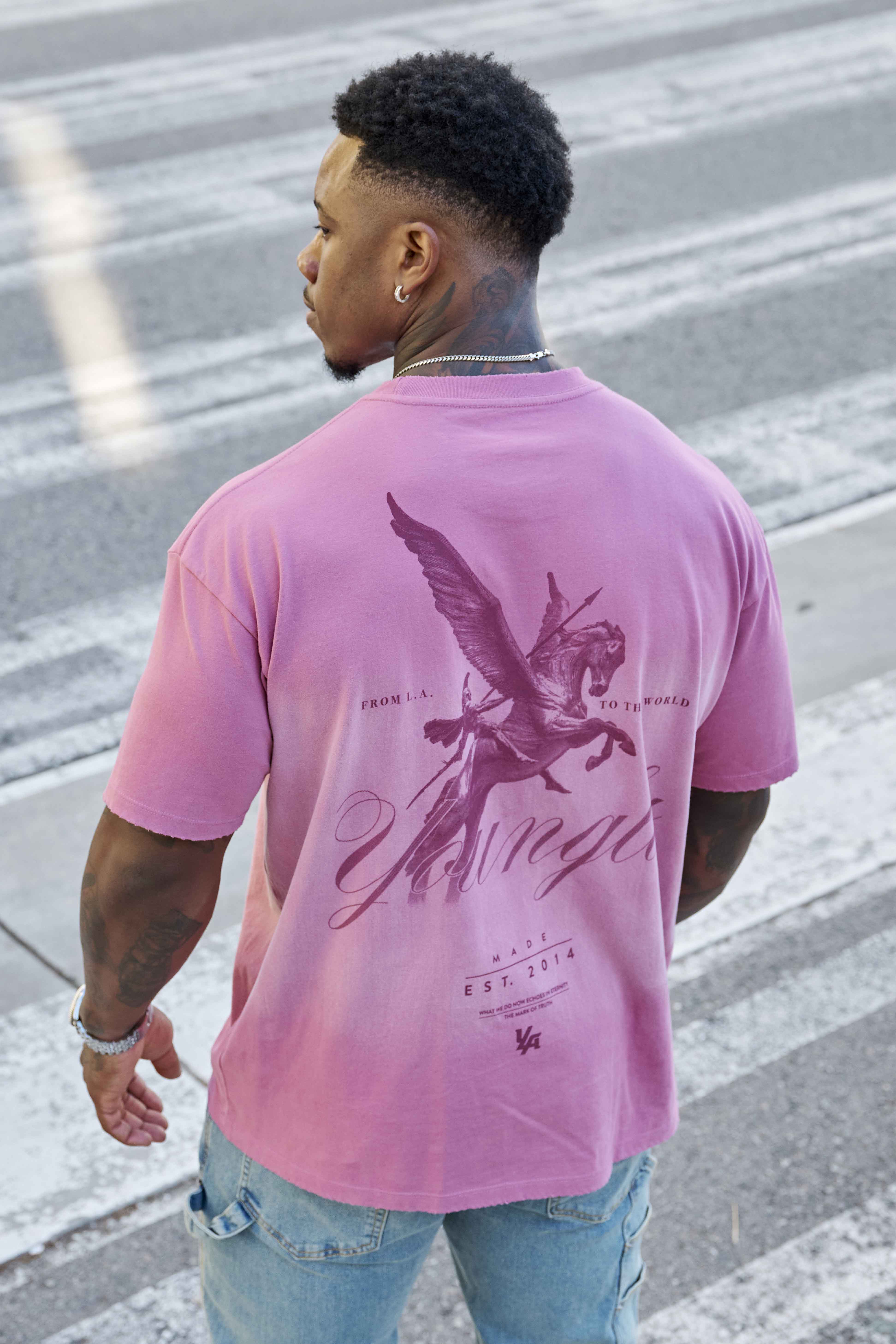 Front view of Spartan Comfort Colors graphic tee in casual wear.