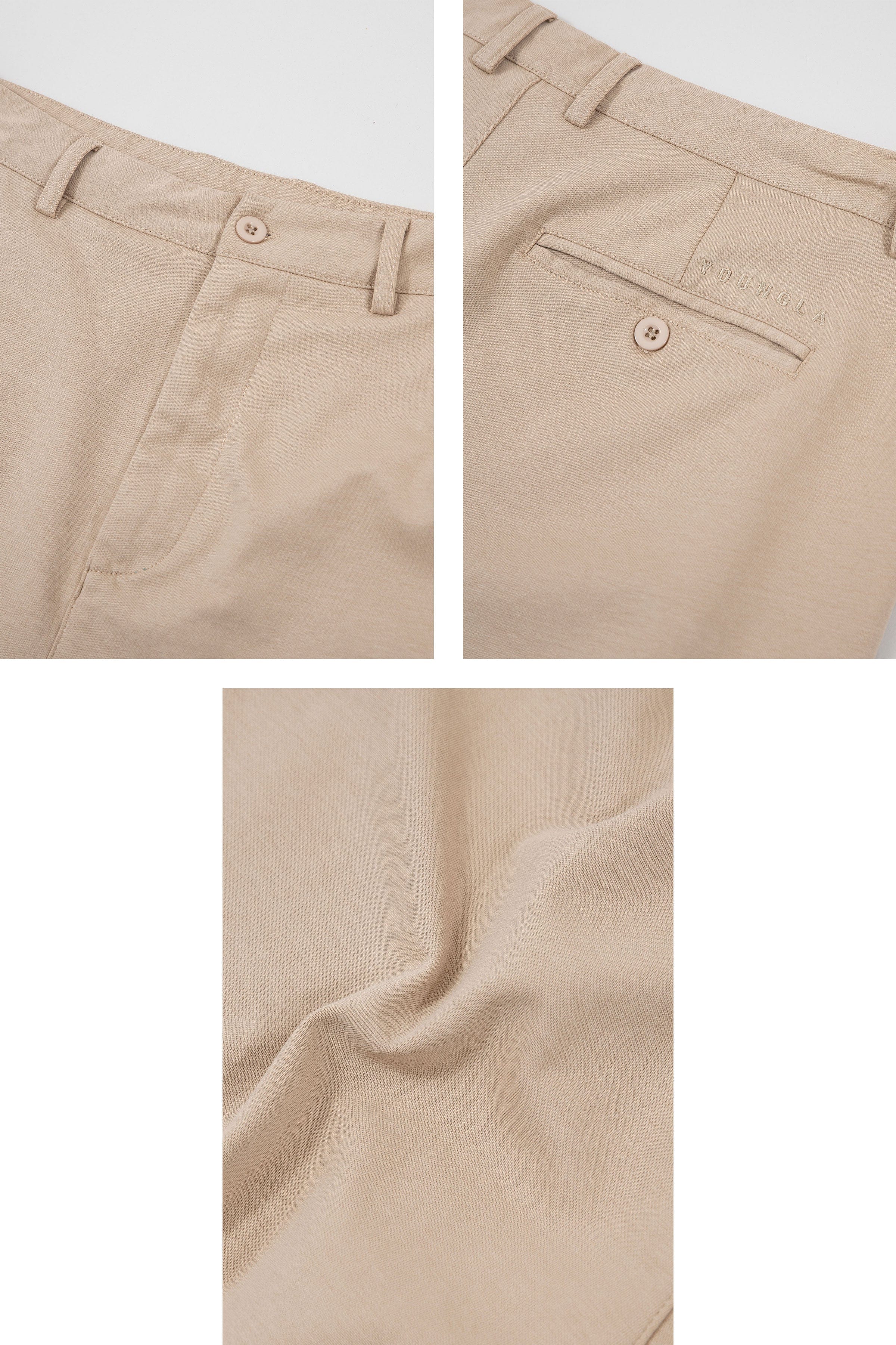 Close-up of chino shorts in various colors, showcasing stylish options.
