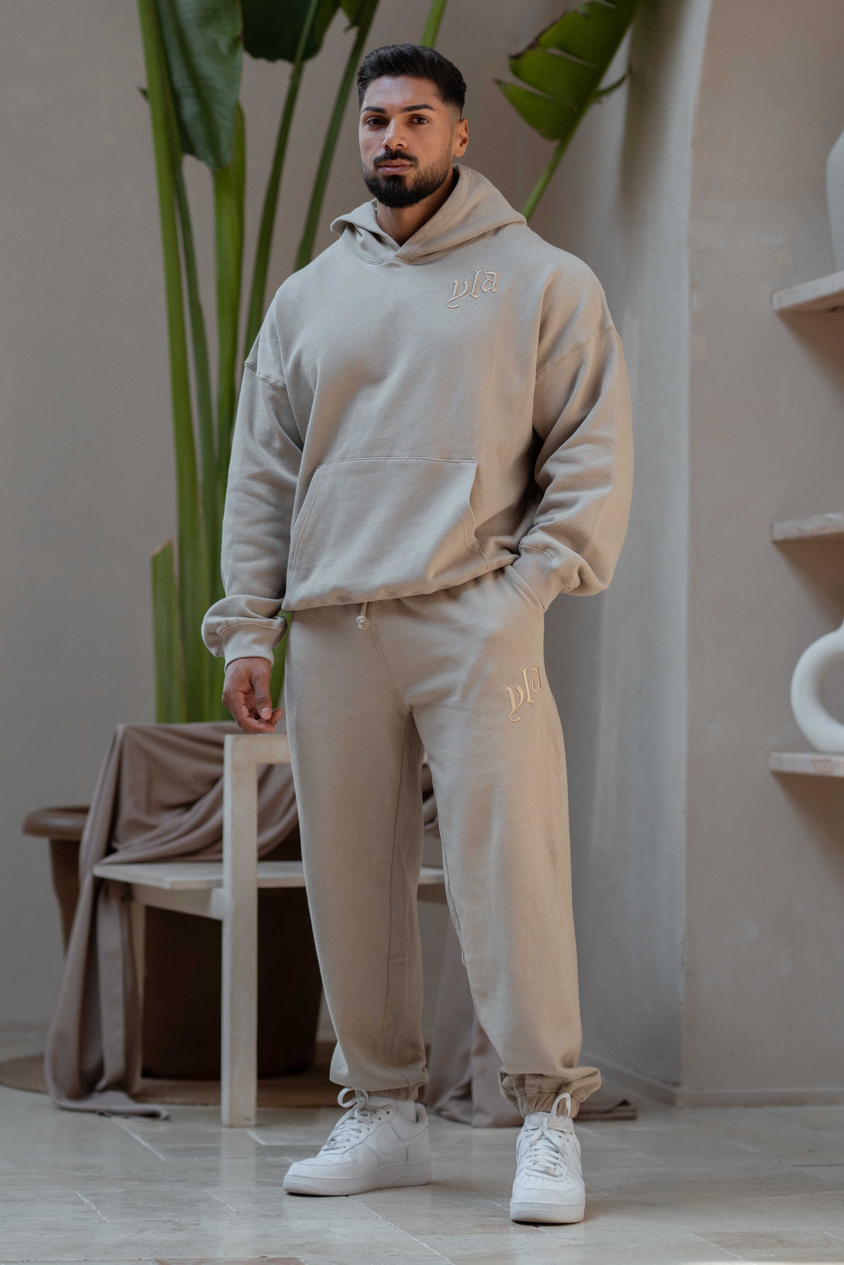 Detail of ribbed cuffs and hem on marshmallow hoodie