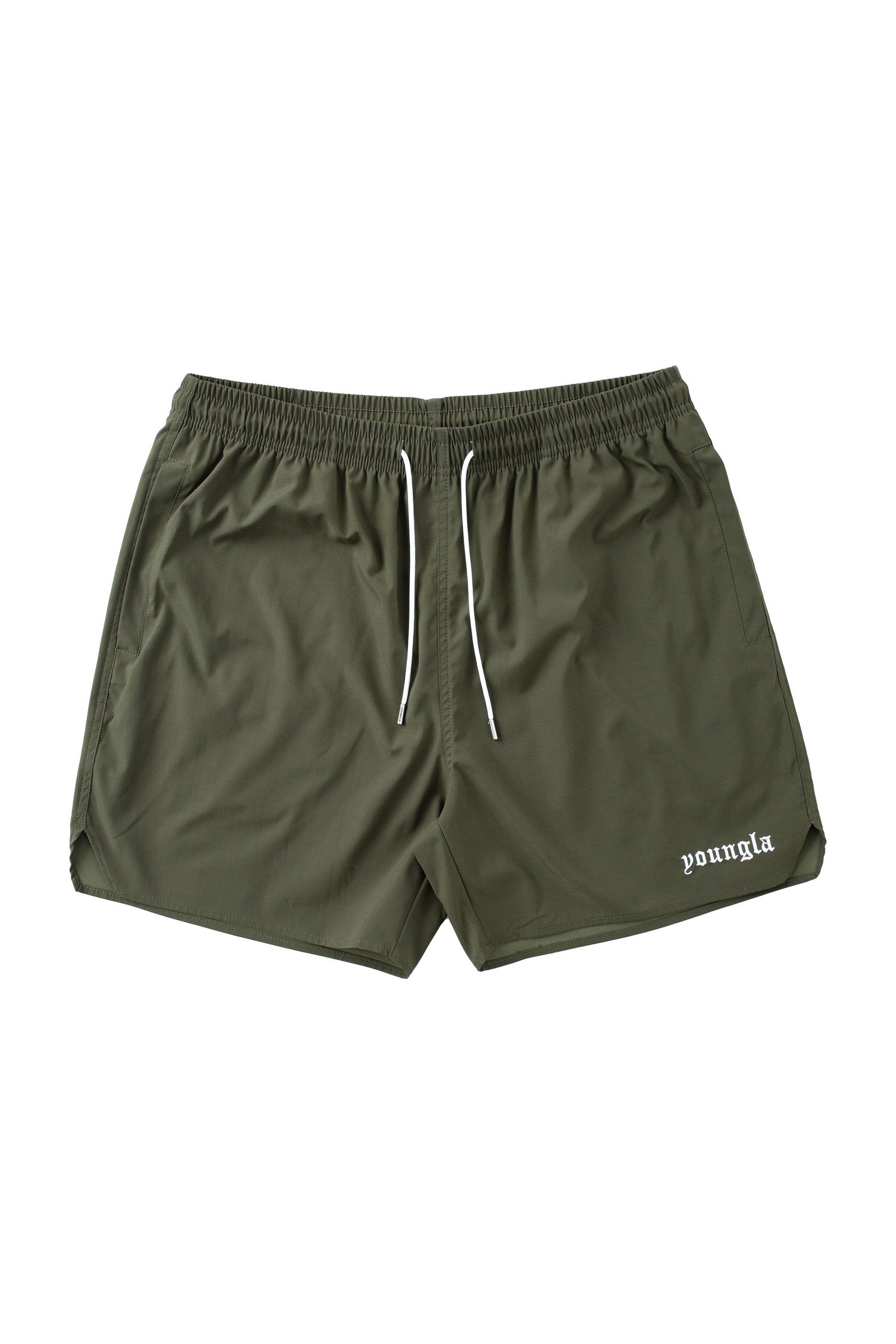 Side view showcasing the V slit design of comfortable shorts for men.