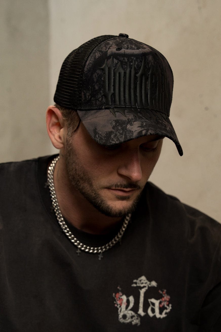Close-up of snapback hats adjustment strap and mesh detailing