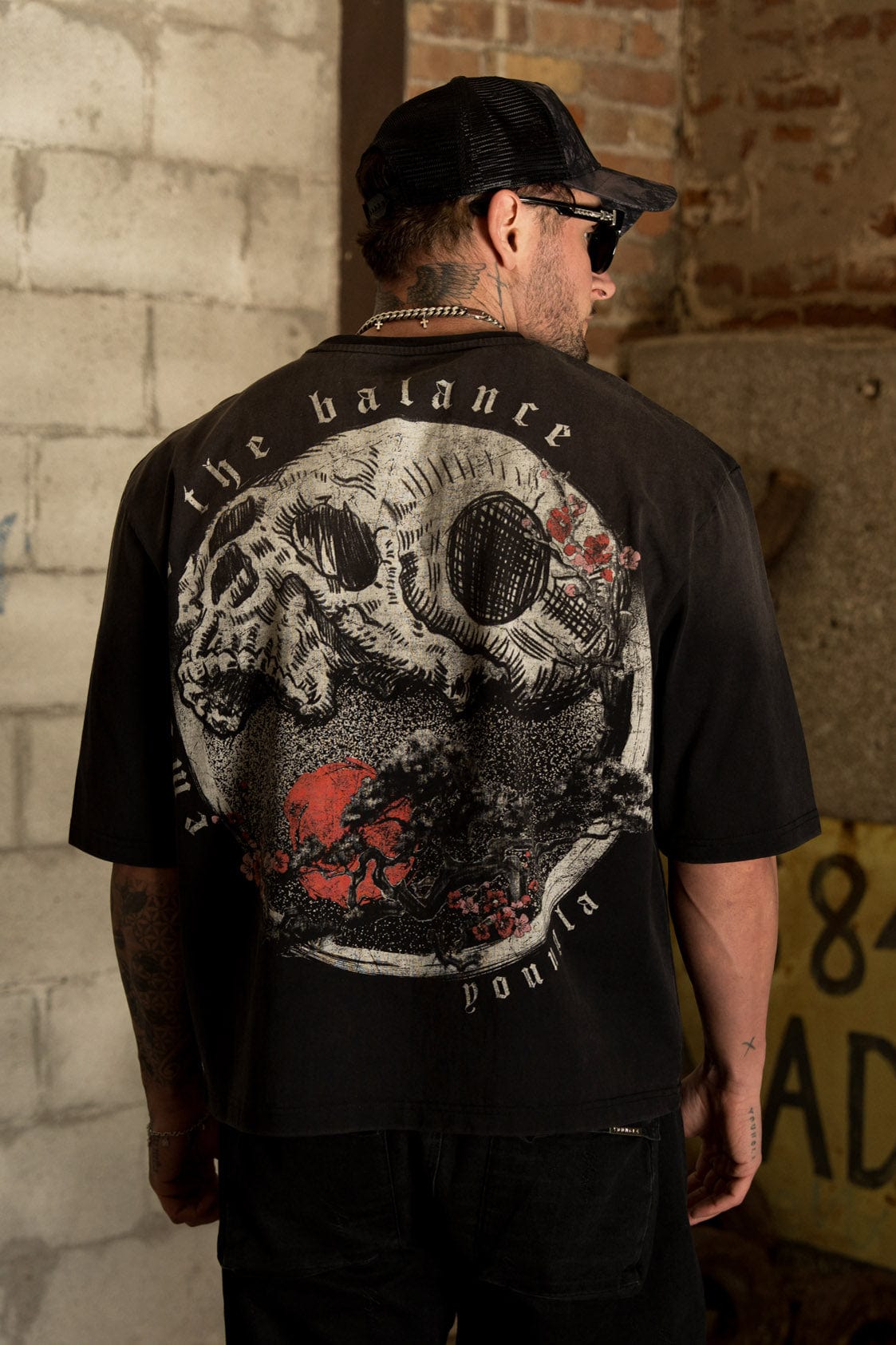 Closeup of heavyweight 300 GSM cotton t-shirts fabric and stitching around neckline