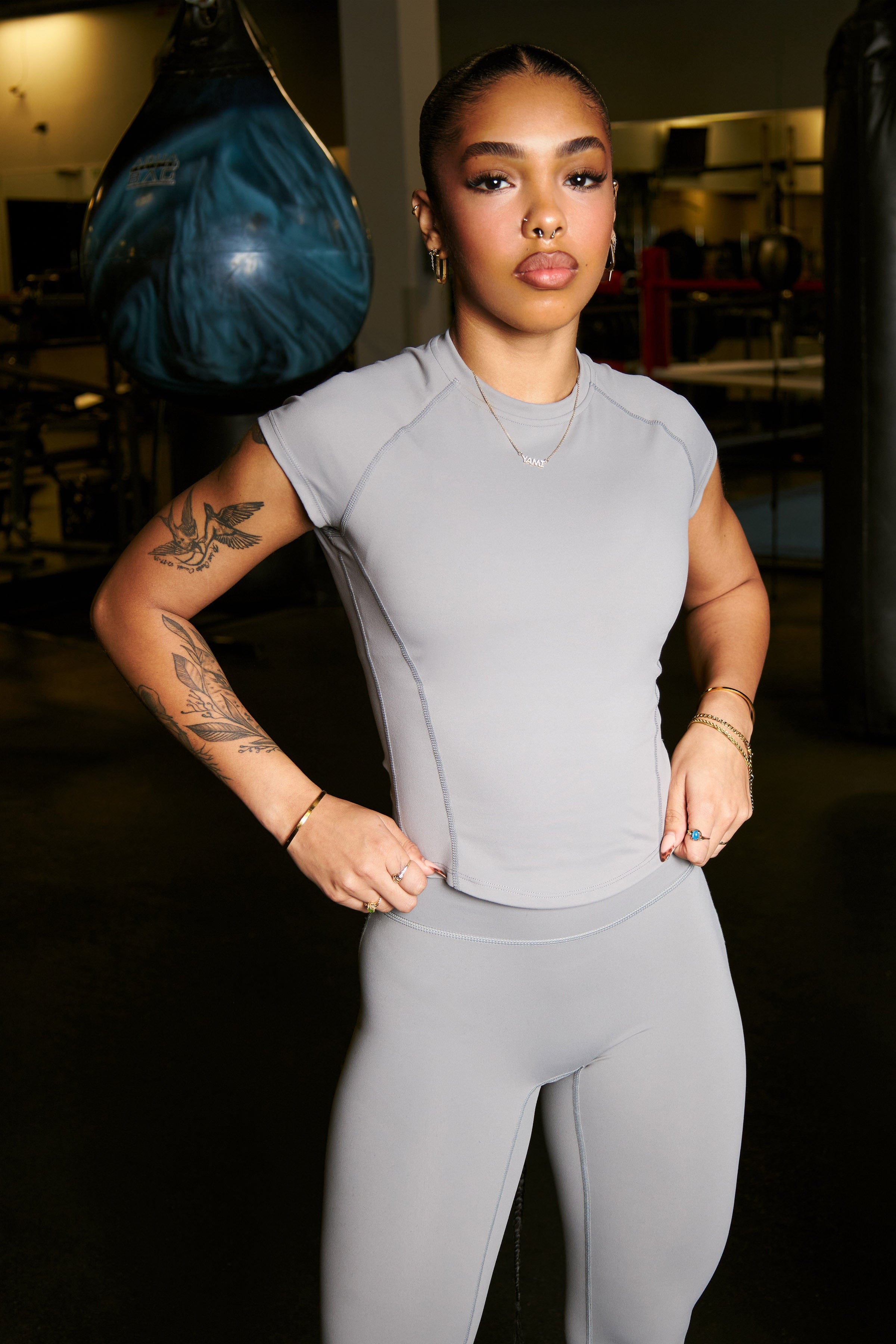 The back view of the Legacy Flex Compression Gym Shirt highlighting its fit.