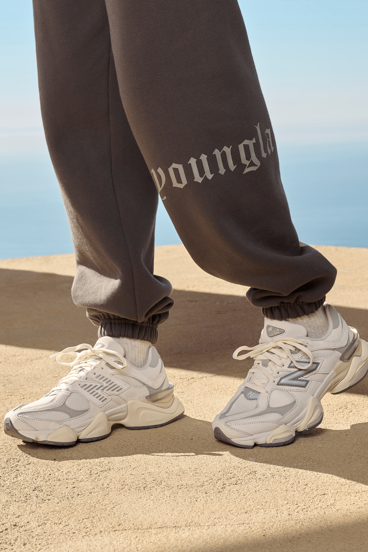 Close-up of urban cuff joggers with cuffed ankles and fleece fabric detail
